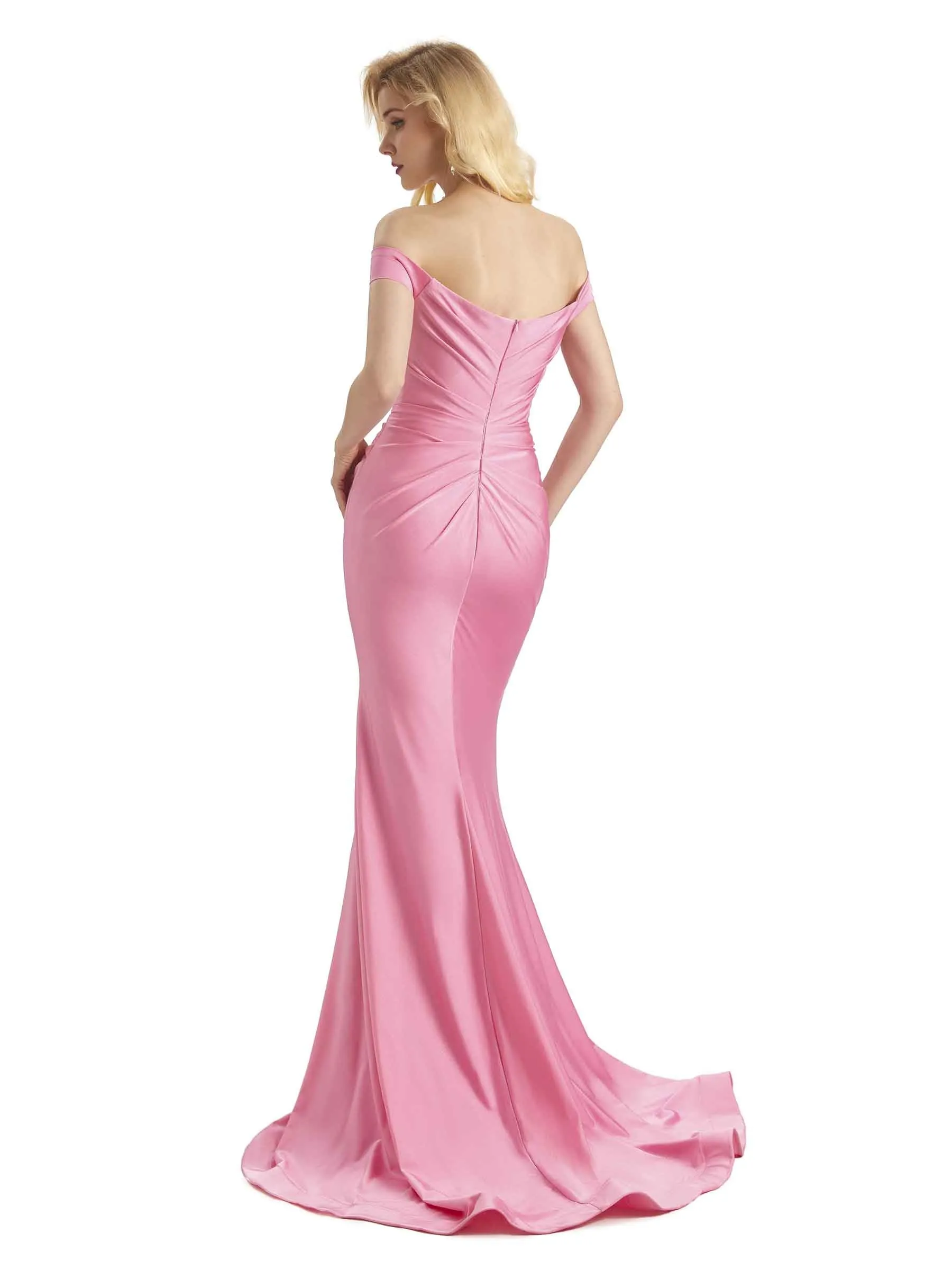 Sexy Mermaid Off The Shoulder Stretchy Jersey Long Formal Wedding Guest Dress sold by ChicSew product image thumbnail 5