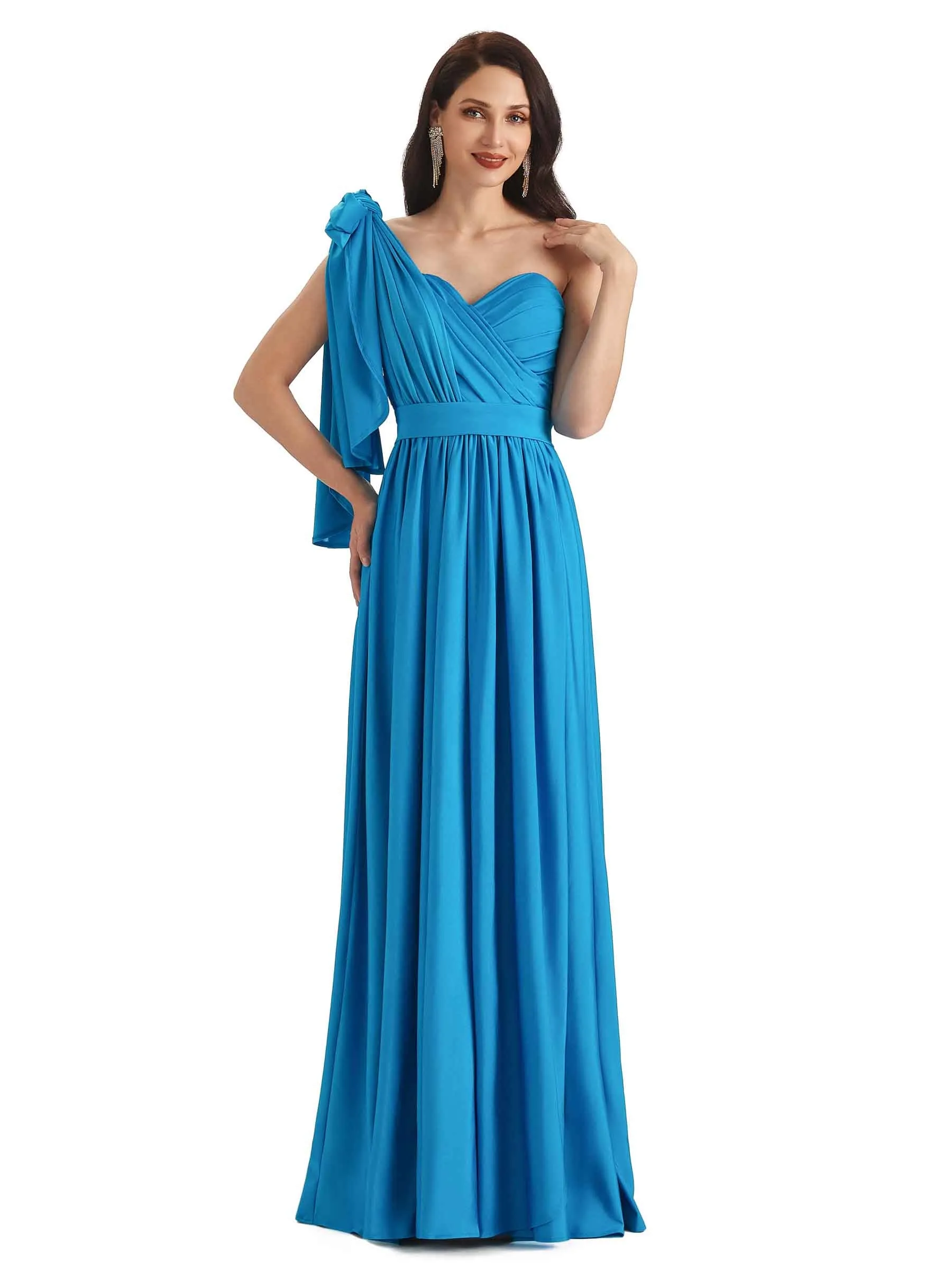 Convertible A-line Stretchy Jersey Long Formal Bridesmaid Dresses Online sold by ChicSew product image thumbnail 3