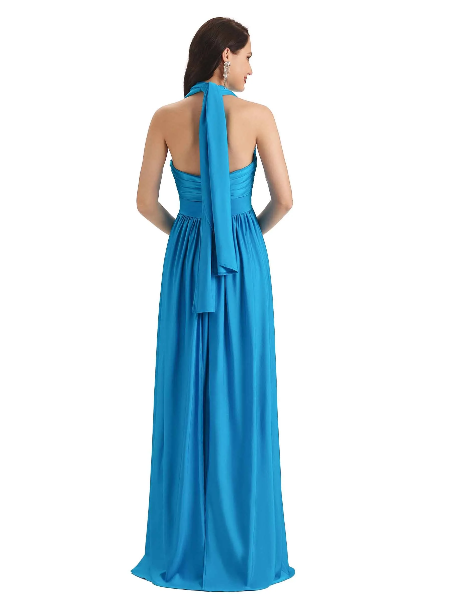 Convertible A-line Stretchy Jersey Long Formal Bridesmaid Dresses Online sold by ChicSew product image thumbnail 5