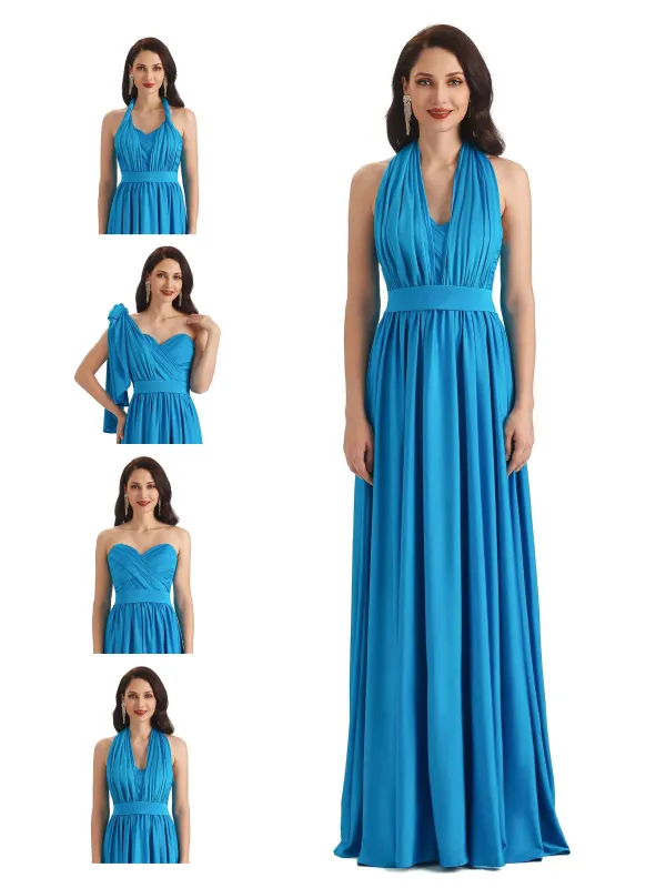 Convertible A-line Stretchy Jersey Long Formal Bridesmaid Dresses Online sold by ChicSew
