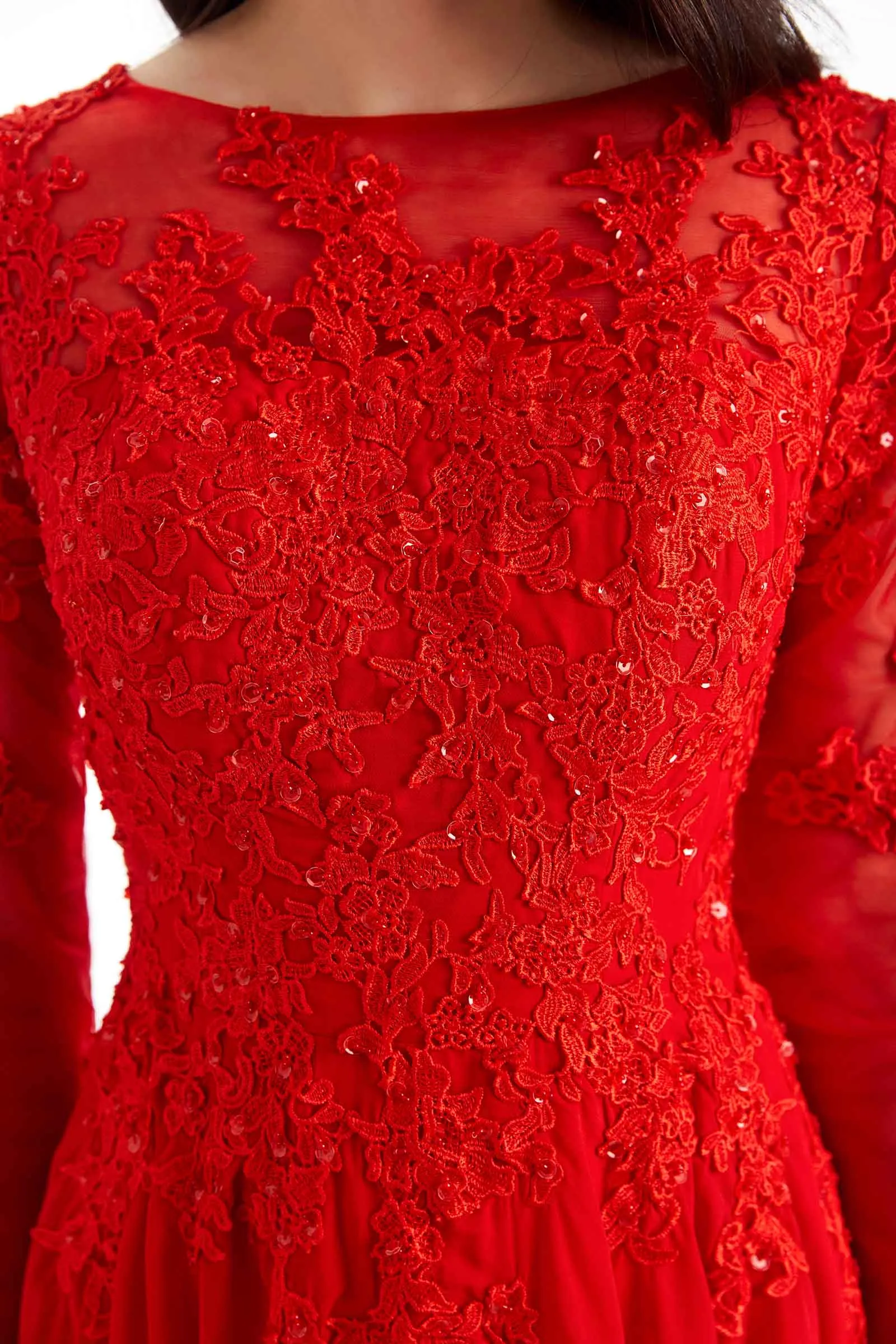 Elegant A-line Long Sleeves Lace Long Mother of The Bride Dresses sold by ChicSew product image thumbnail 2