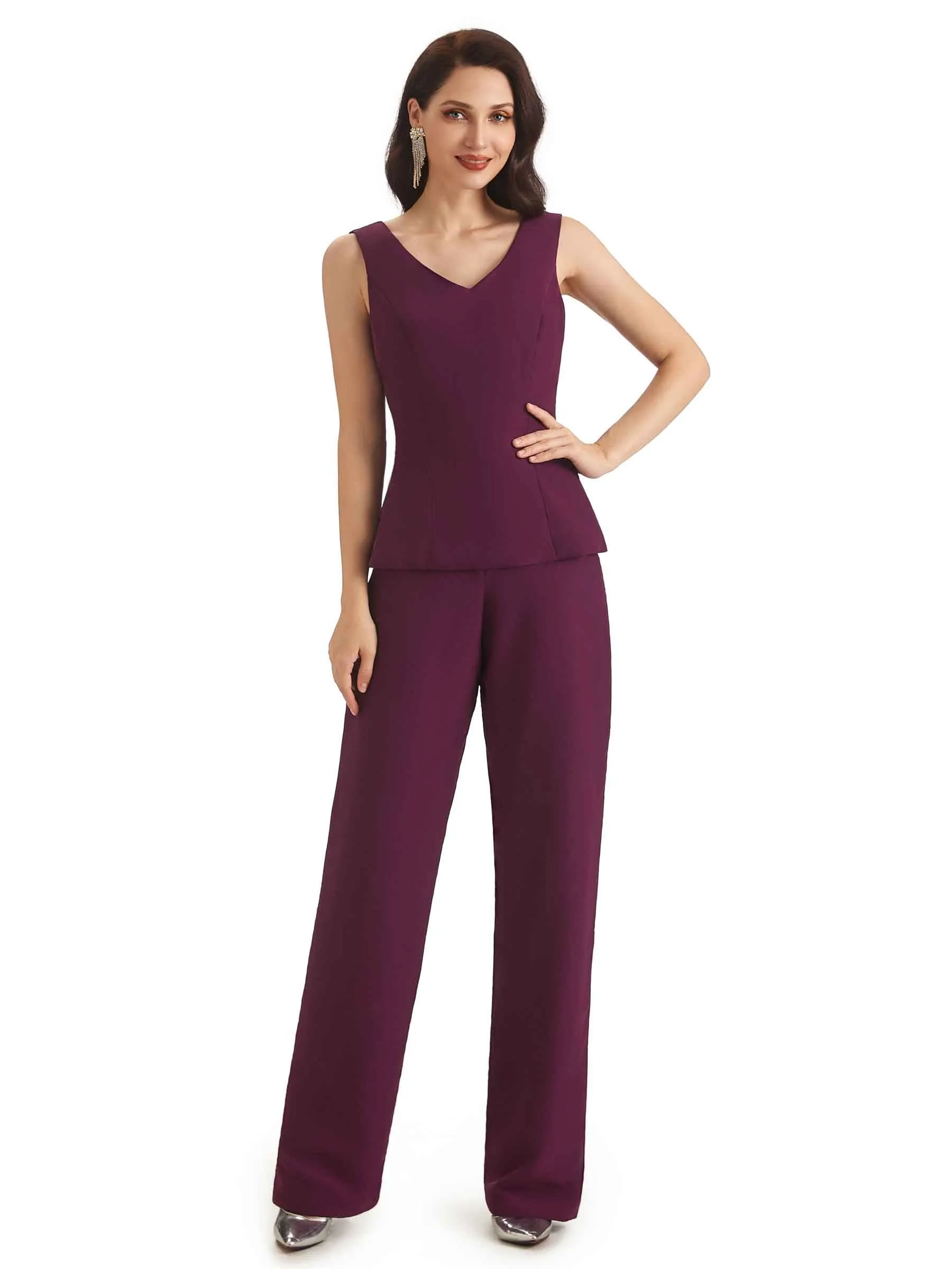 Elegant Chiffon Half Sleeves Long Mother of The Bride Jumpsuit sold by ChicSew product image thumbnail 3