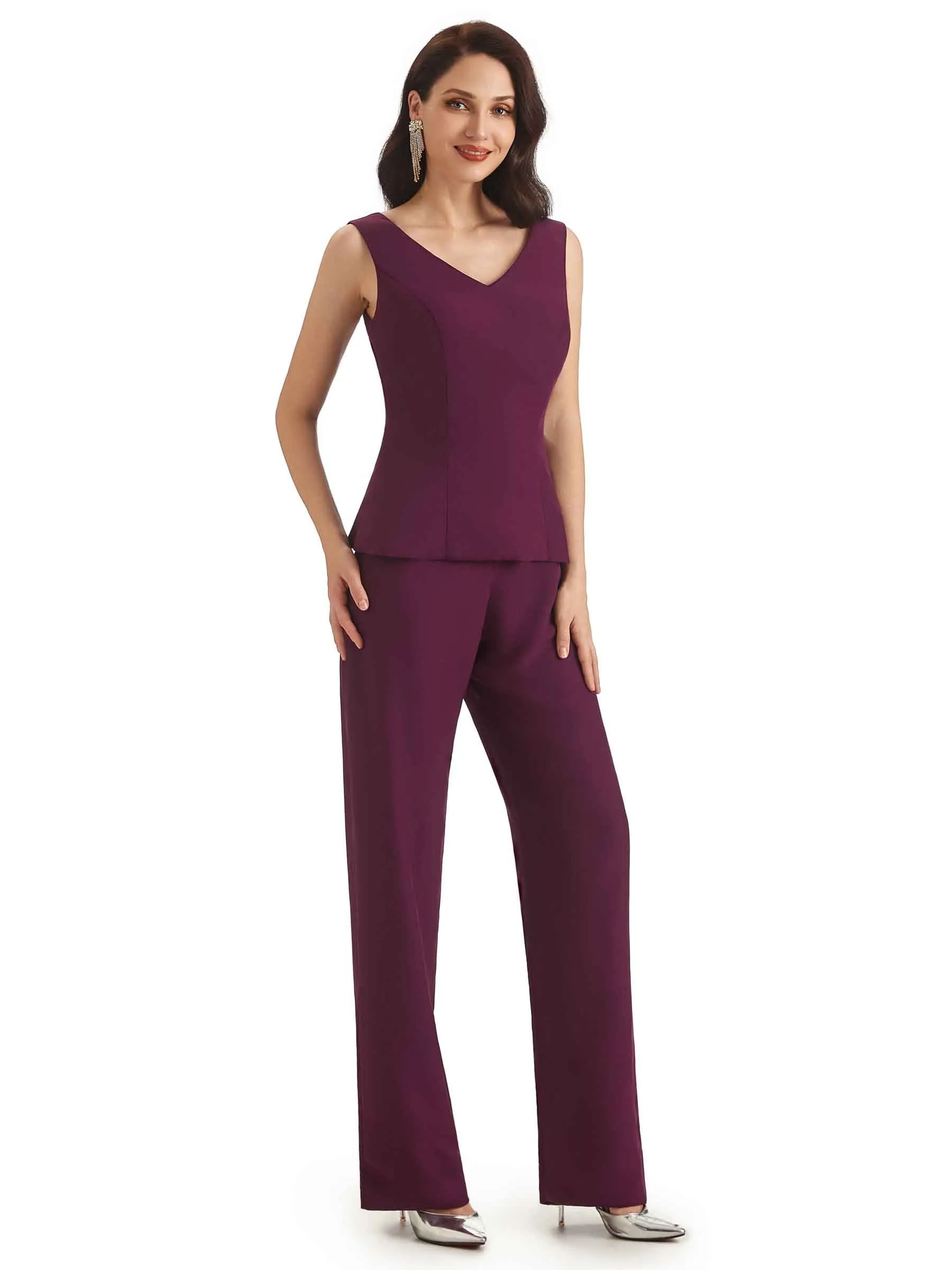 Elegant Chiffon Half Sleeves Long Mother of The Bride Jumpsuit sold by ChicSew product image thumbnail 5