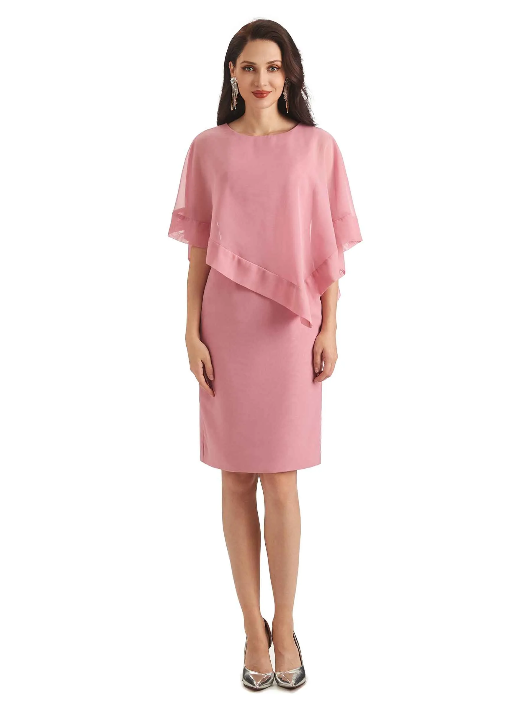 Casual A-Line Chiffon Short Sleeves Short Mother of The Bride Dresses sold by ChicSew