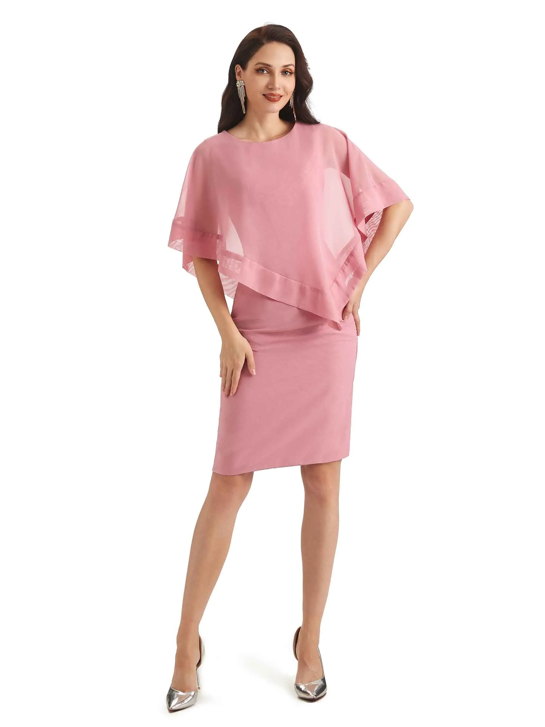 Casual A-Line Chiffon Short Sleeves Short Mother of The Bride Dresses sold by ChicSew product image thumbnail 4