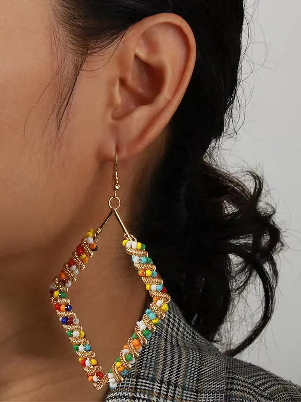 Fashion Geometric Colorful individual Metal Diamond Shape Earrings sold by ChicSew