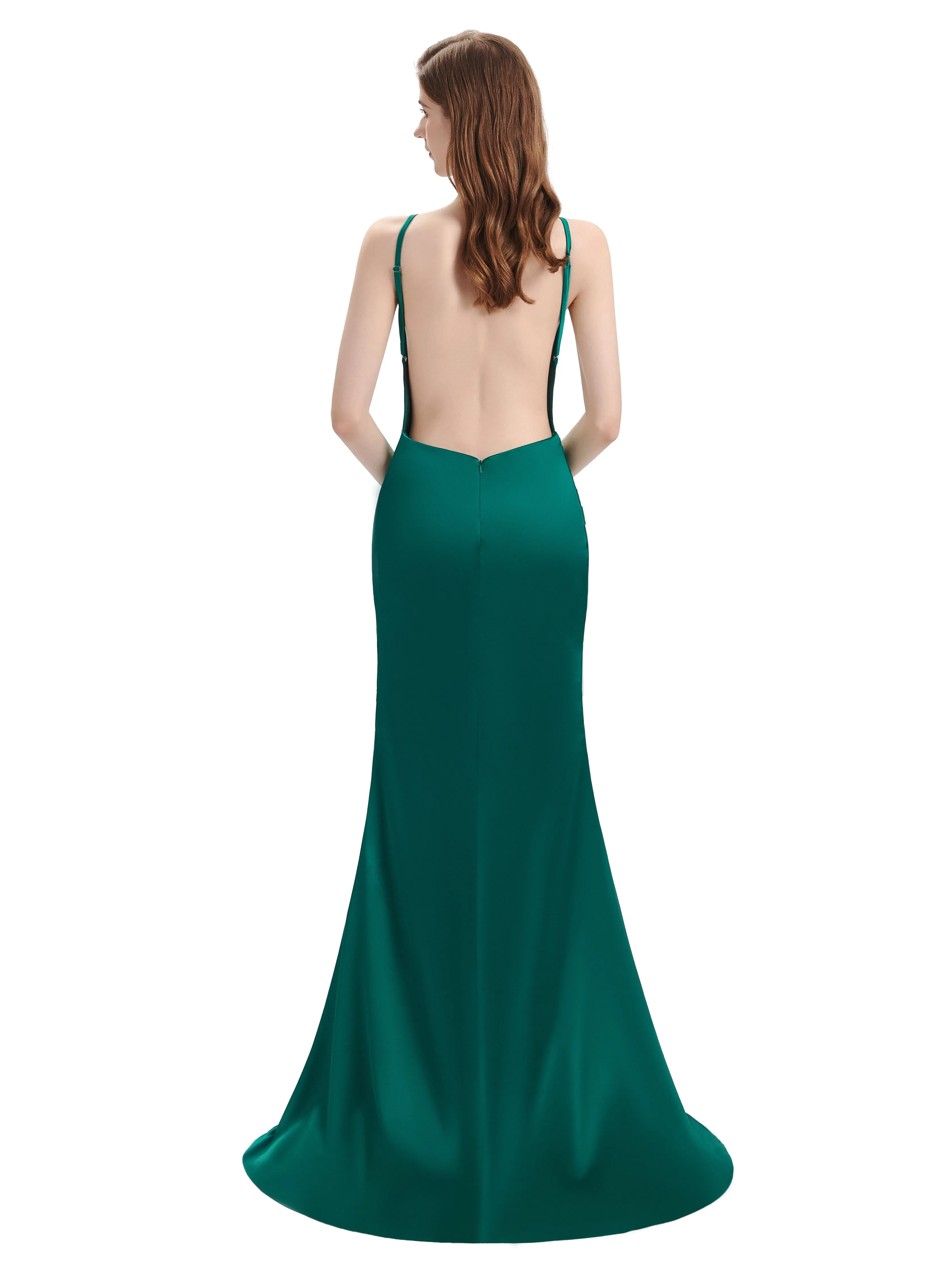 Sexy Backess Mermaid Side Slit Soft Satin Maxi Long Mermaid prom Dresses sold by ChicSew product image thumbnail 4