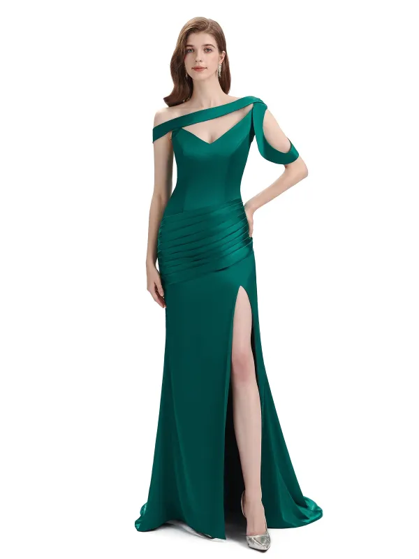 Sexy Soft Satin Unique Maxi Long Mermaid Prom Dresses With Slit sold by ChicSew