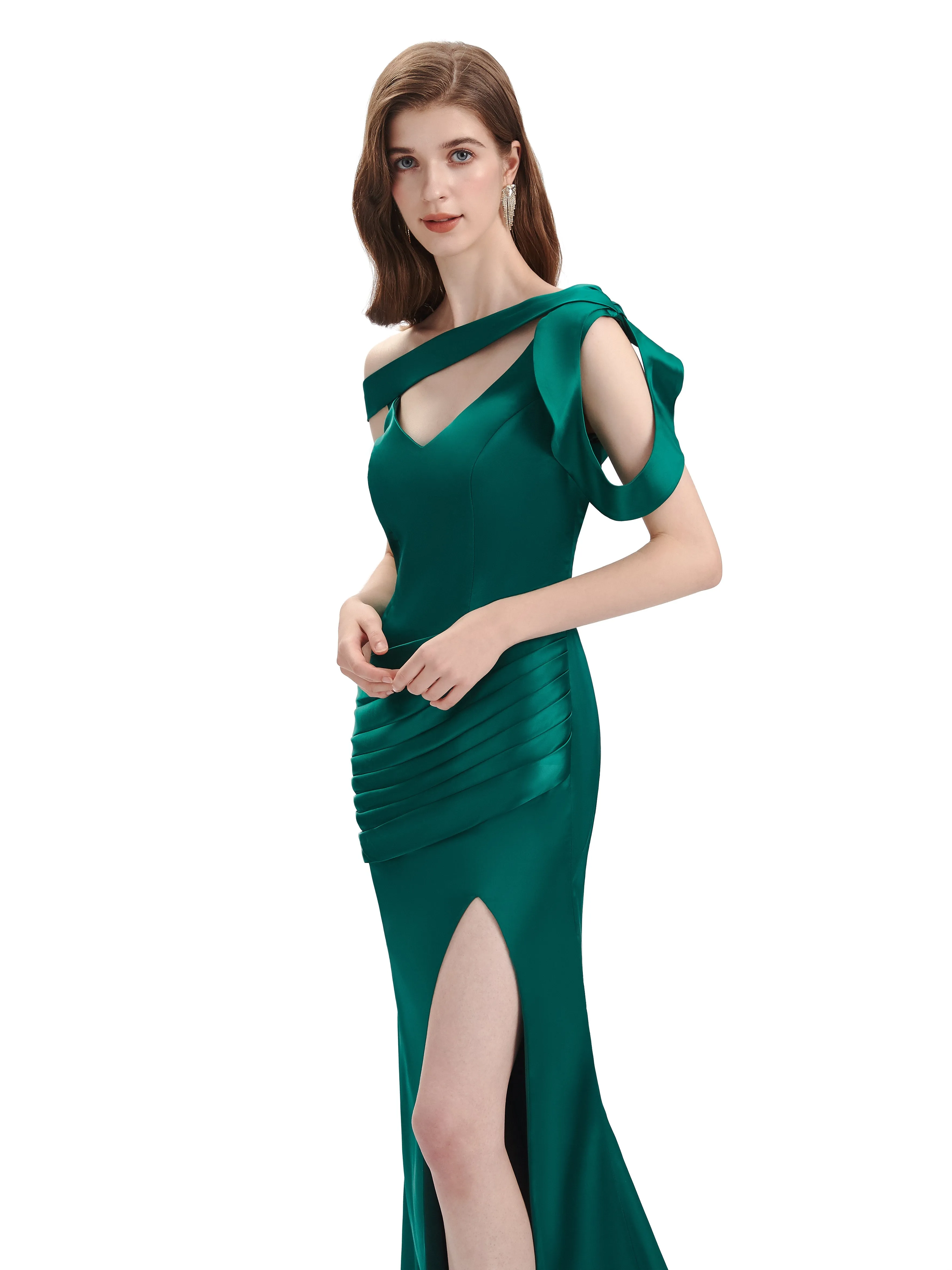 Sexy Soft Satin Unique Maxi Long Mermaid Prom Dresses With Slit sold by ChicSew product image thumbnail 4
