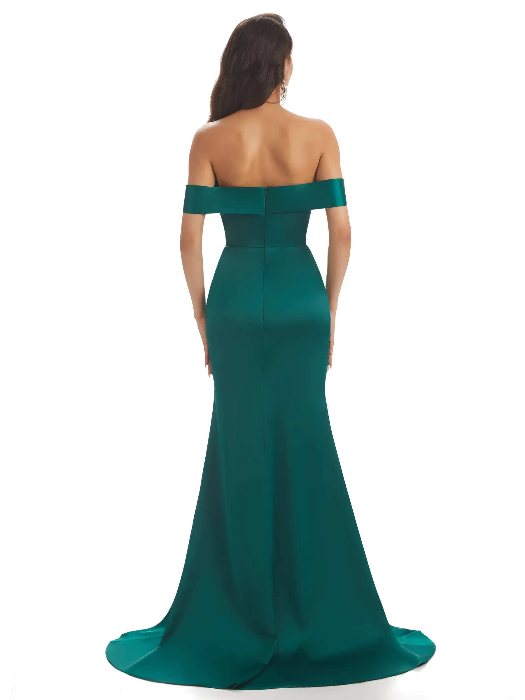 Sexy Off Shoulder Soft Satin Maxi Long Mermaid Prom Dresses Online sold by ChicSew product image thumbnail 3