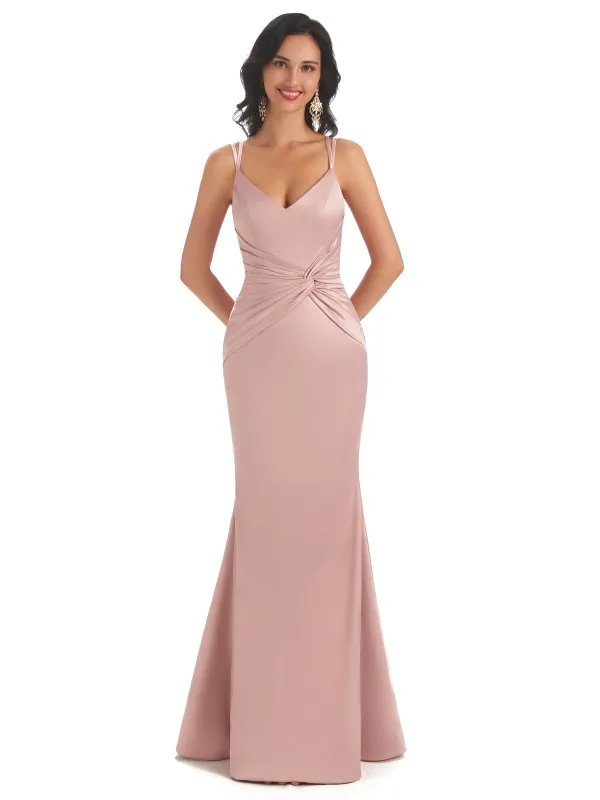 Spaghetti Straps Soft Satin Mermaid Maxi Long Prom Dresses Online sold by ChicSew