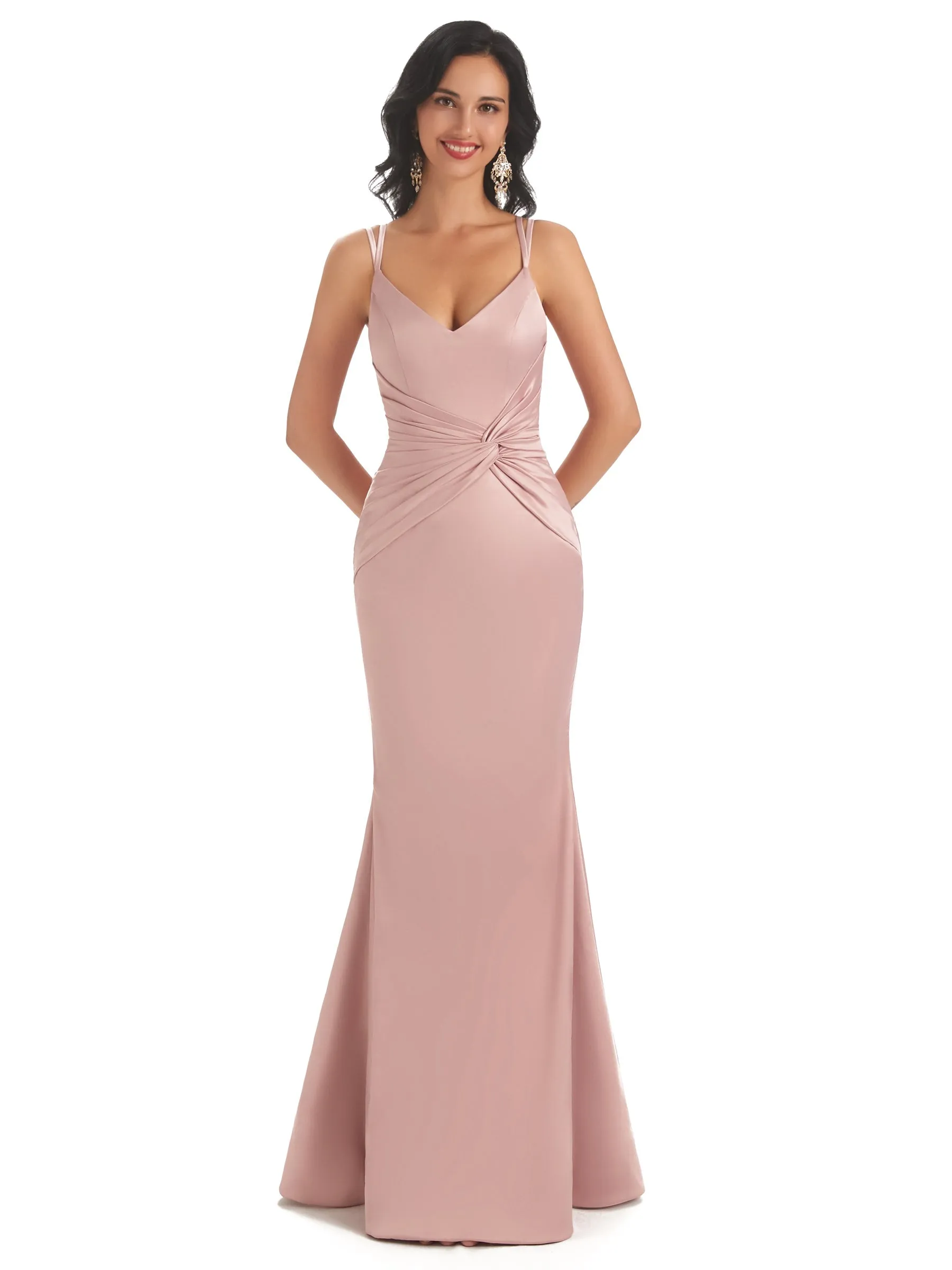 Spaghetti Straps Soft Satin Mermaid Maxi Long Prom Dresses Online sold by ChicSew