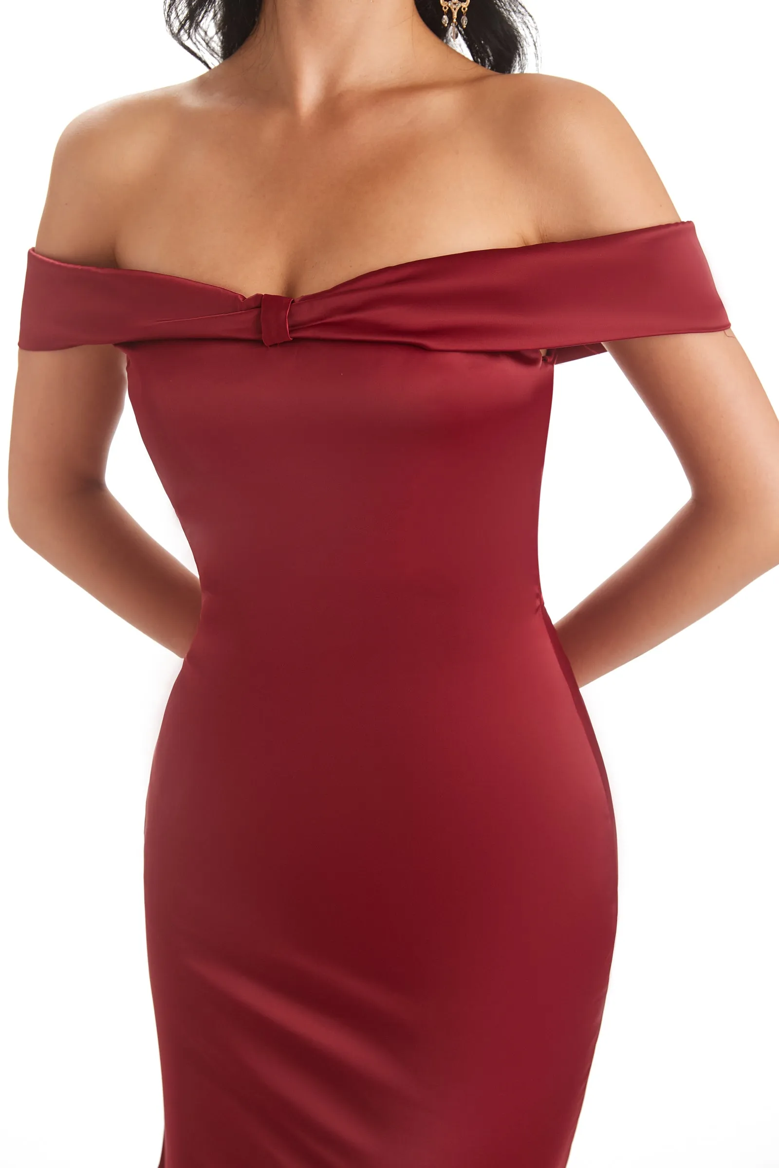 Sexy Mermaid Off Shoulder Soft Satin Long Prom Dresses Online sold by ChicSew product image thumbnail 2