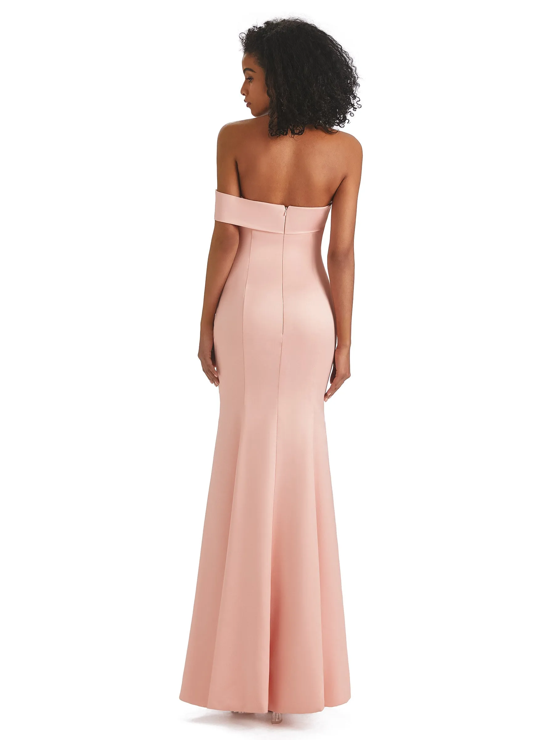 Sexy Satin Unique One Shoulder Side Slit Mermaid Maxi Long Prom Dresses sold by ChicSew product image thumbnail 5