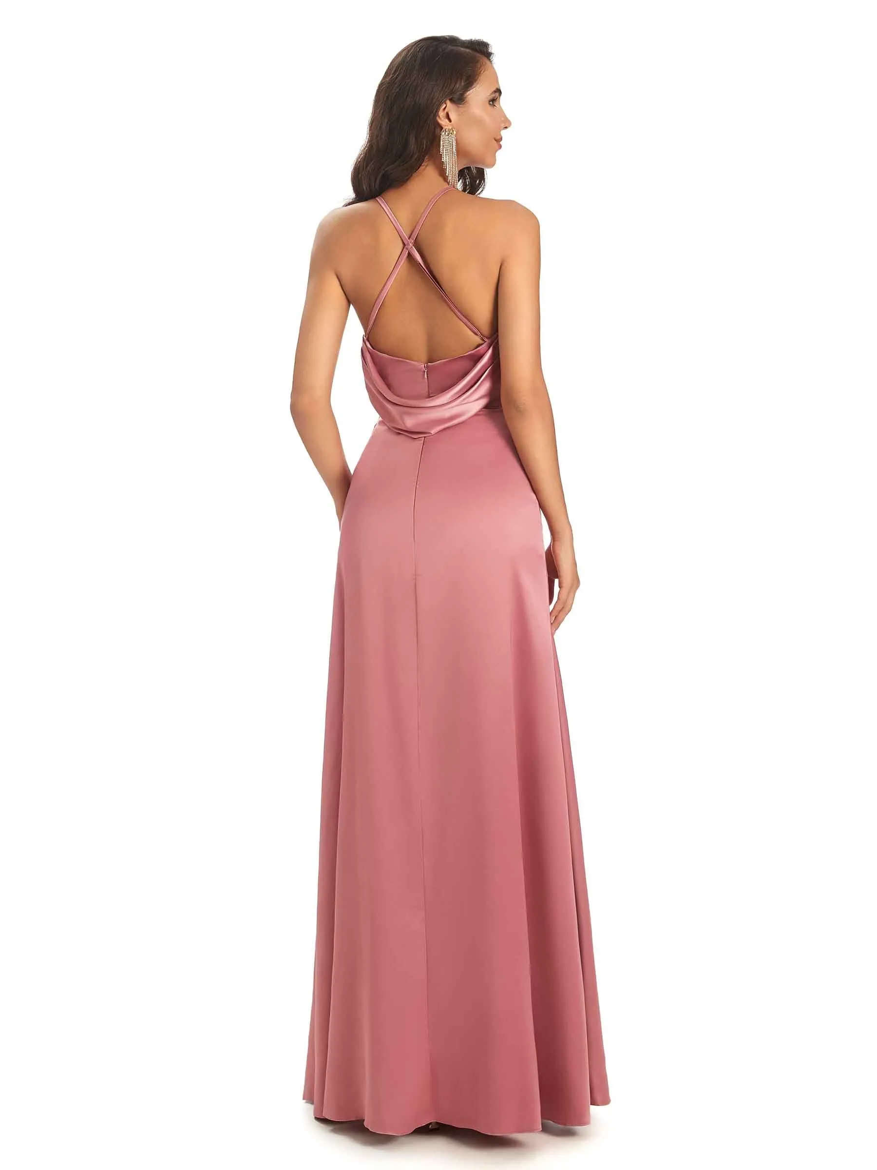 Elegant Soft Satin V-neck Halter Sexy African Prom Dresses Online sold by ChicSew product image thumbnail 3