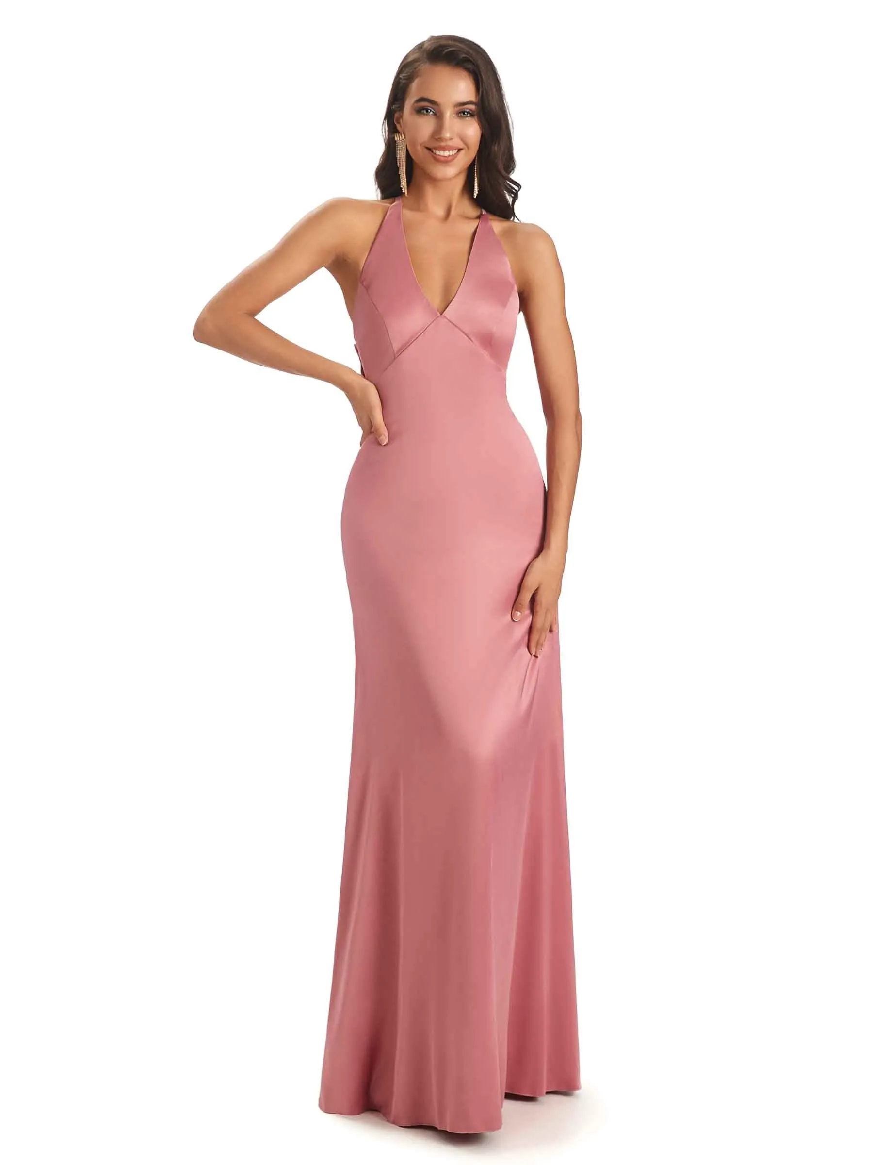 Elegant Soft Satin V-neck Halter Sexy African Prom Dresses Online sold by ChicSew product image thumbnail 4