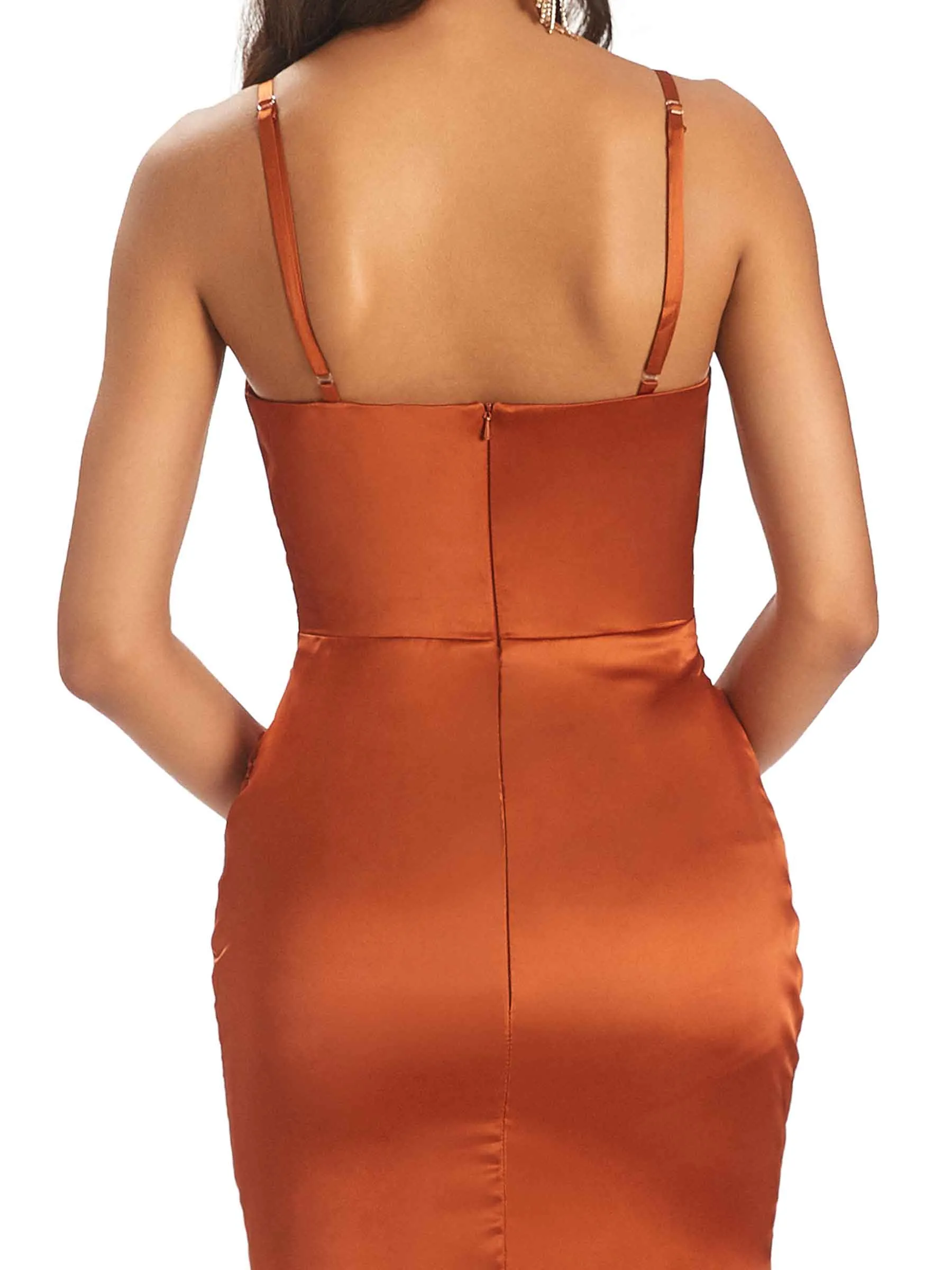 Spaghetti Straps Sexy Satin Mermaid Long Prom Dresses Online sold by ChicSew product image thumbnail 3