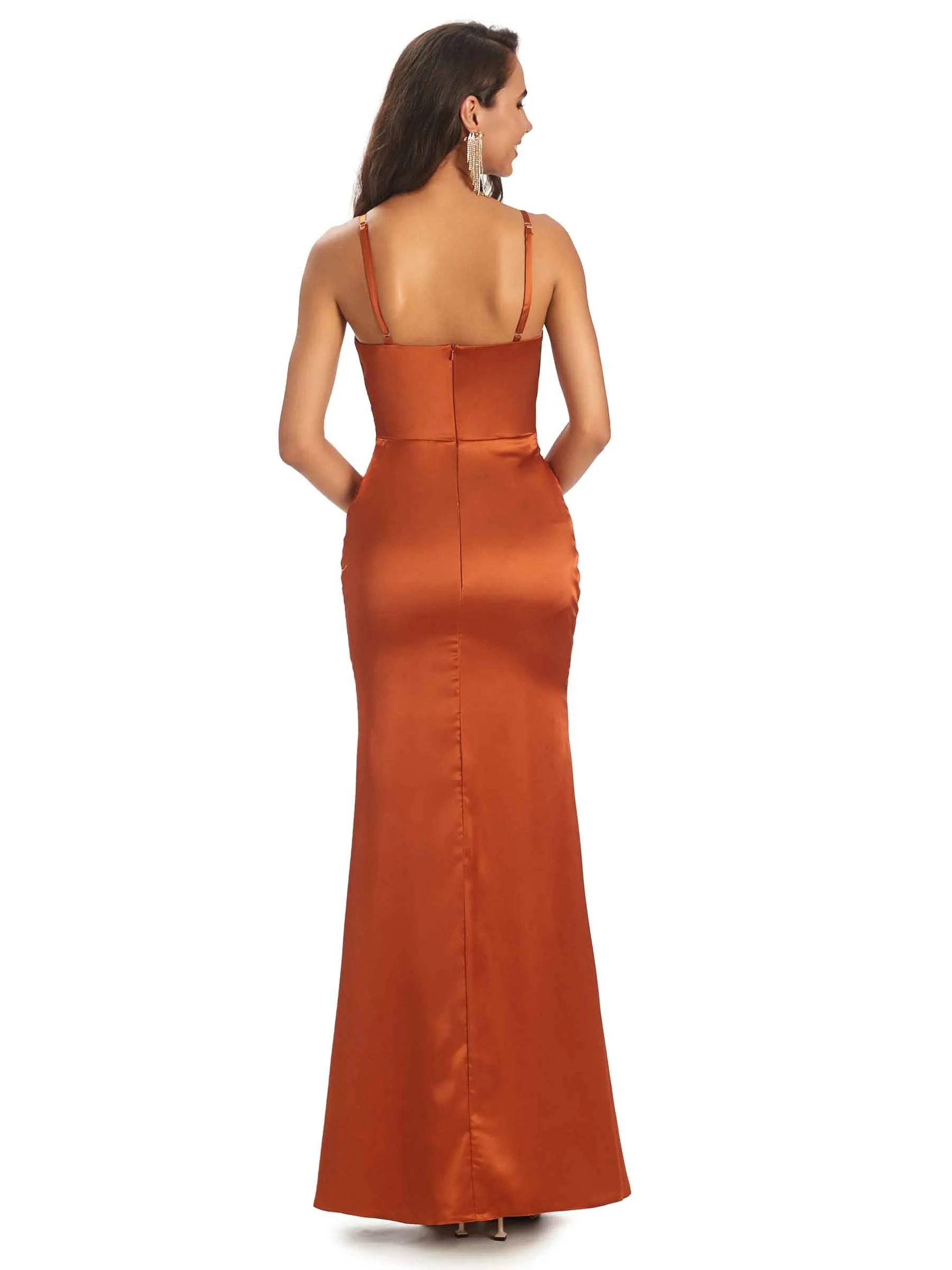 Spaghetti Straps Sexy Satin Mermaid Long Prom Dresses Online sold by ChicSew product image thumbnail 4