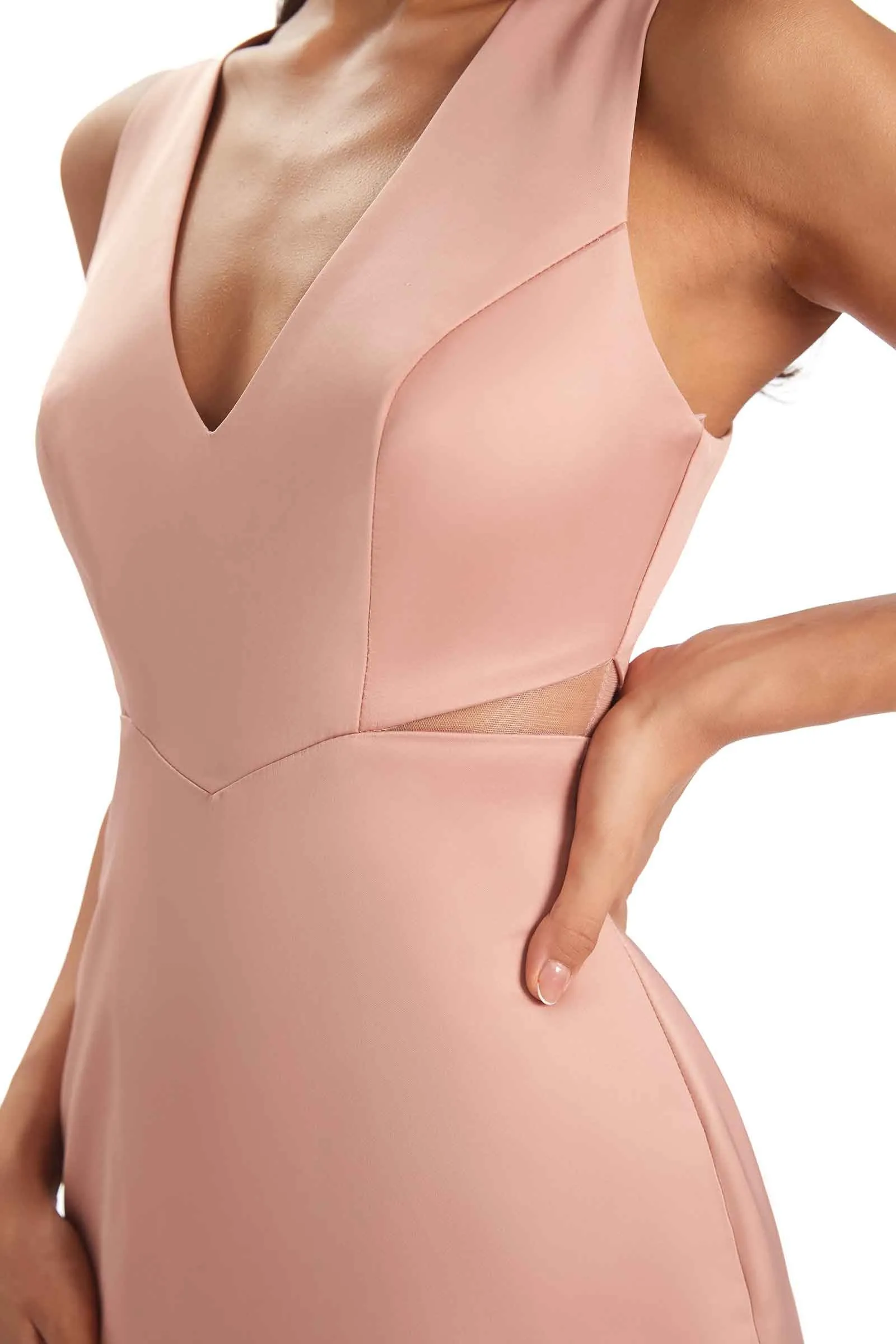 Sexy Soft Satin V-neck Floor-Length Long Mermaid Chic Modern Bridesmaid Dresses Online sold by ChicSew product image thumbnail 2