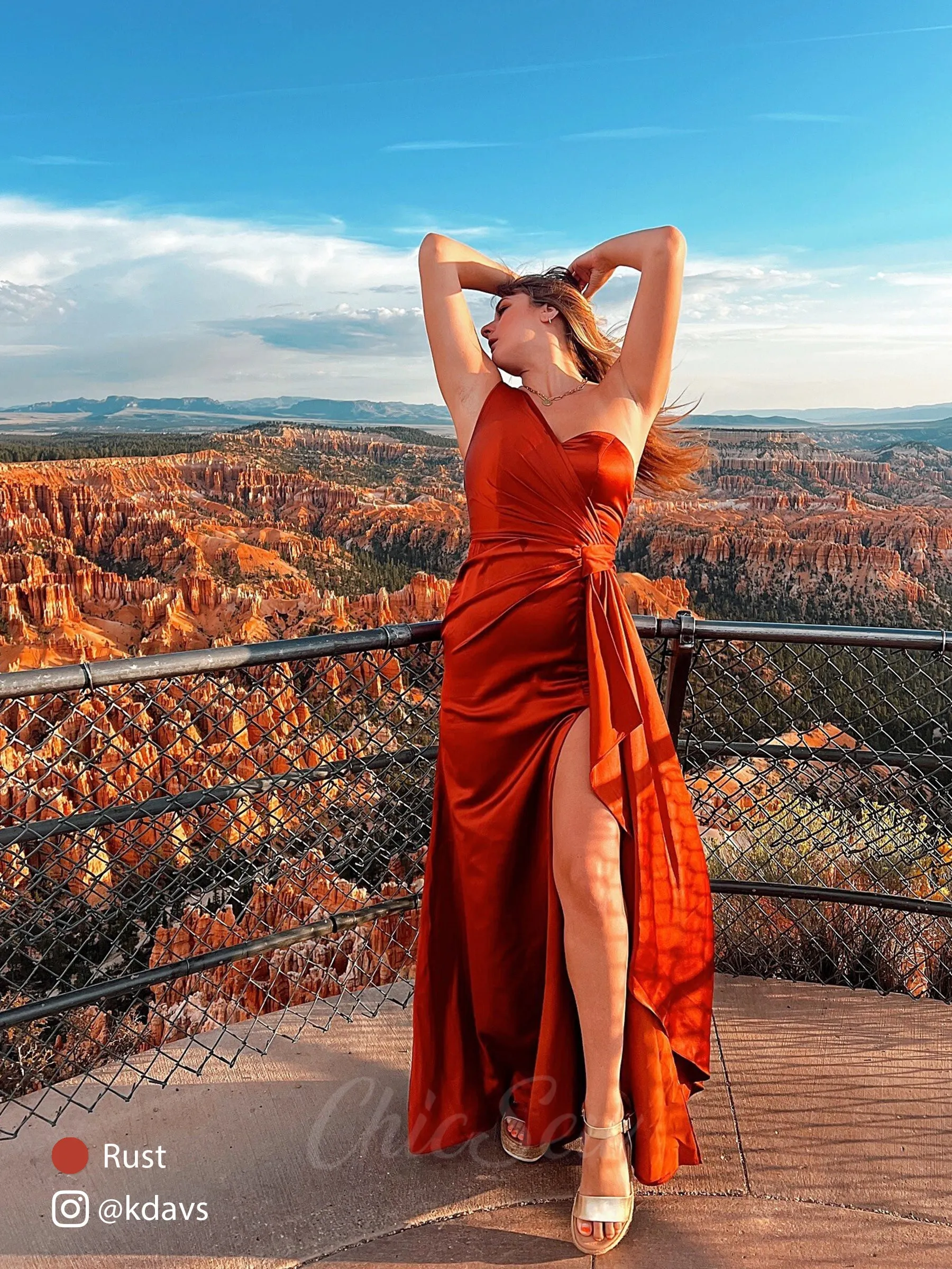 Elegant Soft Satin Side Slit One Shoulder Unique Mermaid Bridesmaid Dresses Online sold by ChicSew product image thumbnail 3