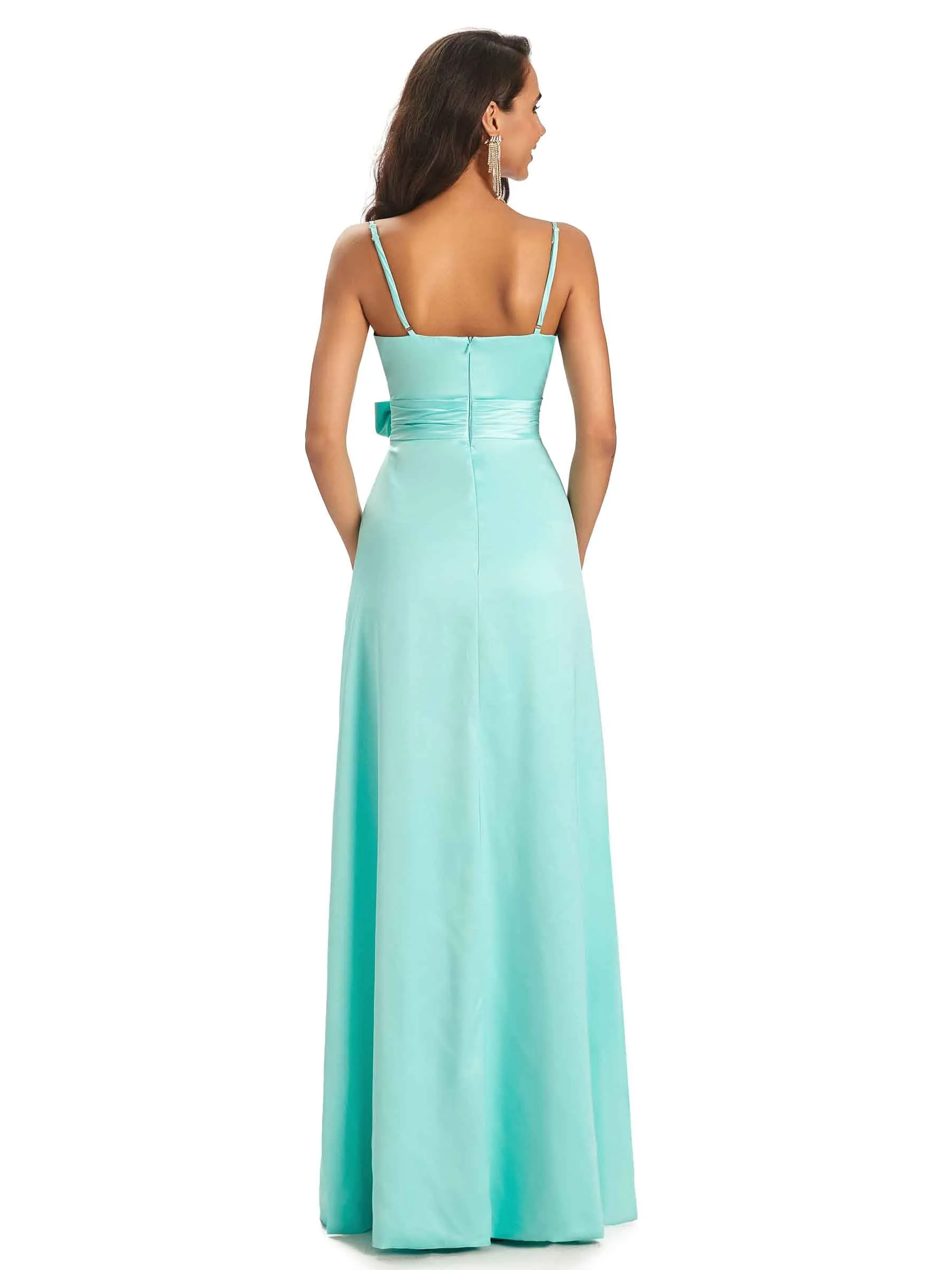 Sexy Soft Satin Spaghetti Straps Floor-Length A-Line Long Bridesmaid Dresses sold by ChicSew product image thumbnail 3
