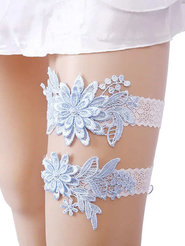 Lace Bridal Garter /Blue Wedding Garter/ Floral Garter Elegant Garter/ Women's Wedding Garter/ Sexy Lace Garter sold by ChicSew