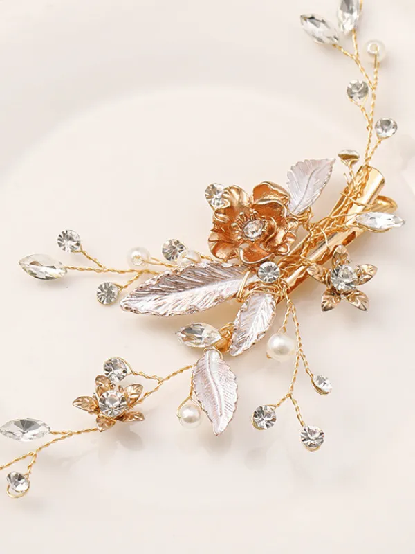 Simple Fairy Beauty Tiara Delicate Handmade Flower Side Clip Bride Wedding Dress Hairpin sold by ChicSew product image thumbnail 5
