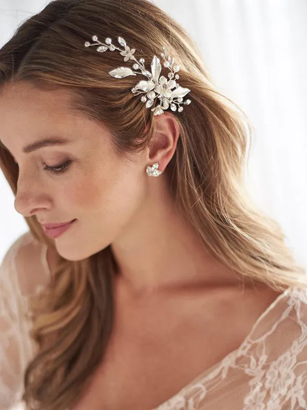 Simple Fairy Beauty Tiara Delicate Handmade Flower Side Clip Bride Wedding Dress Hairpin sold by ChicSew