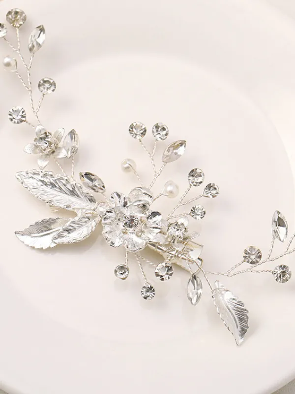 Simple Fairy Beauty Tiara Delicate Handmade Flower Side Clip Bride Wedding Dress Hairpin sold by ChicSew product image thumbnail 4