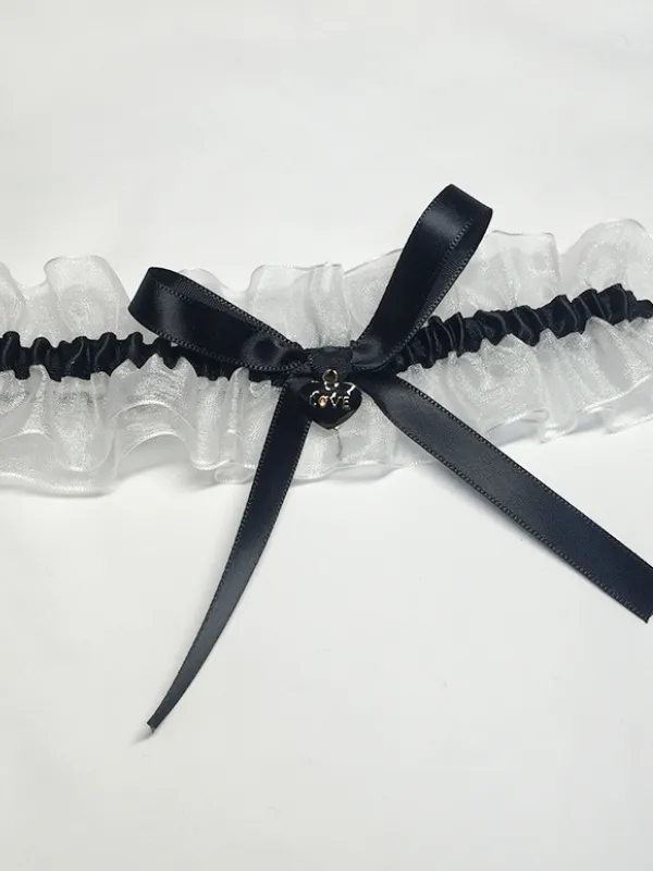 Navy Blue White Wedding Garter sold by ChicSew product image thumbnail 3