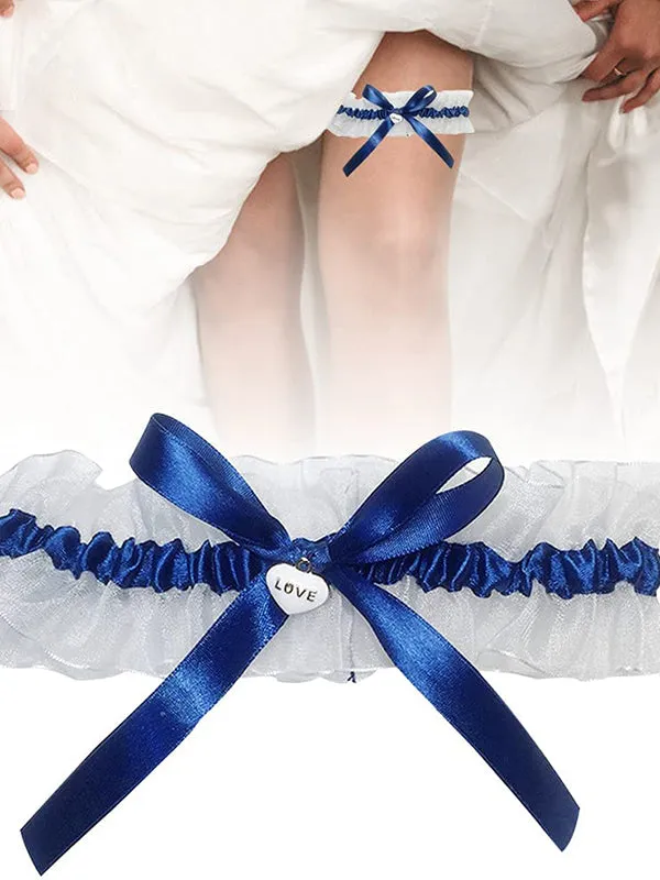 Navy Blue White Wedding Garter sold by ChicSew