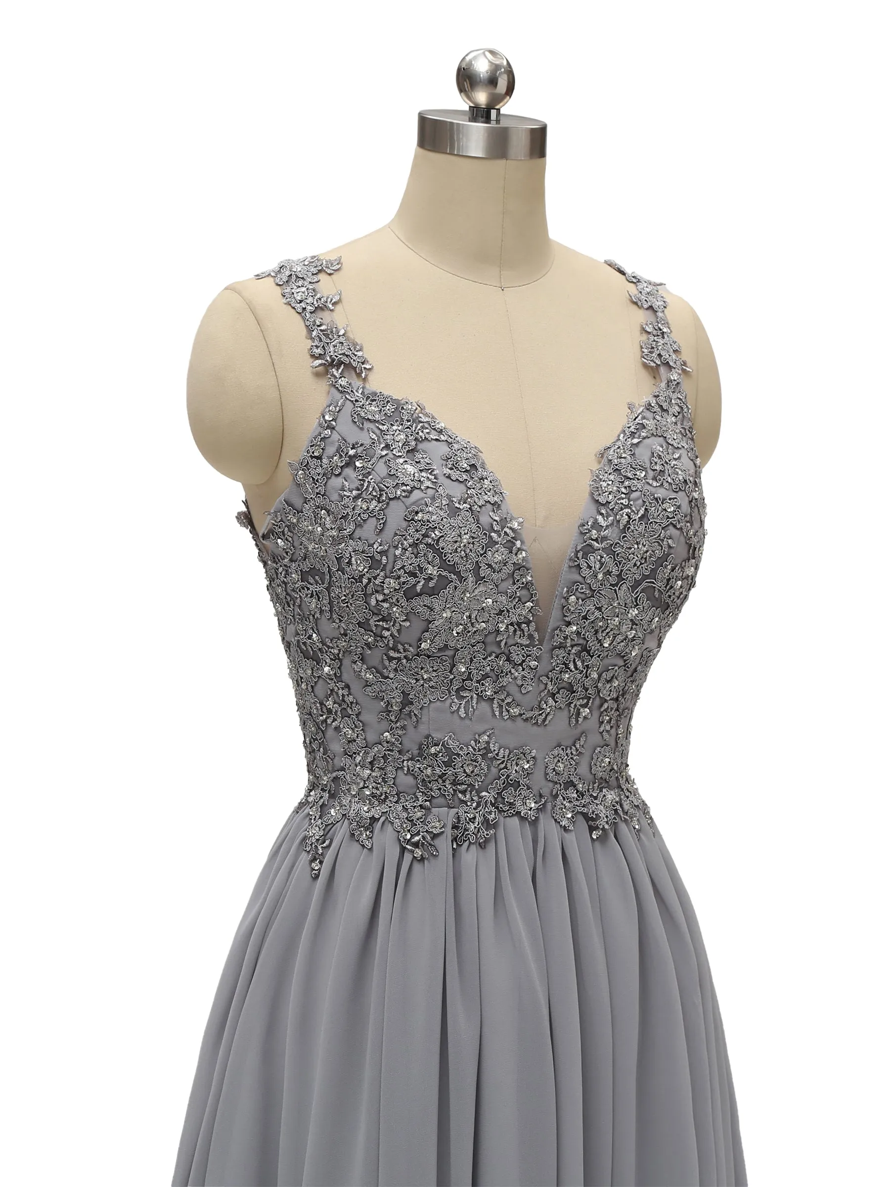 Elegant Lace Strap Chiffon Lace Short Midi Bridesmaid Dresses Online sold by ChicSew product image thumbnail 4