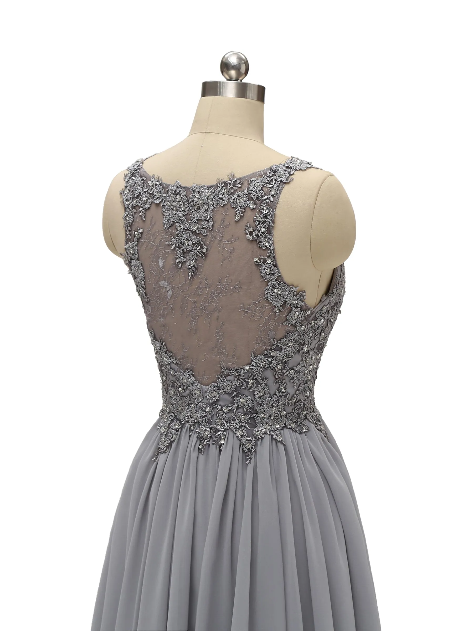 Elegant Lace Strap Chiffon Lace Short Midi Bridesmaid Dresses Online sold by ChicSew product image thumbnail 5