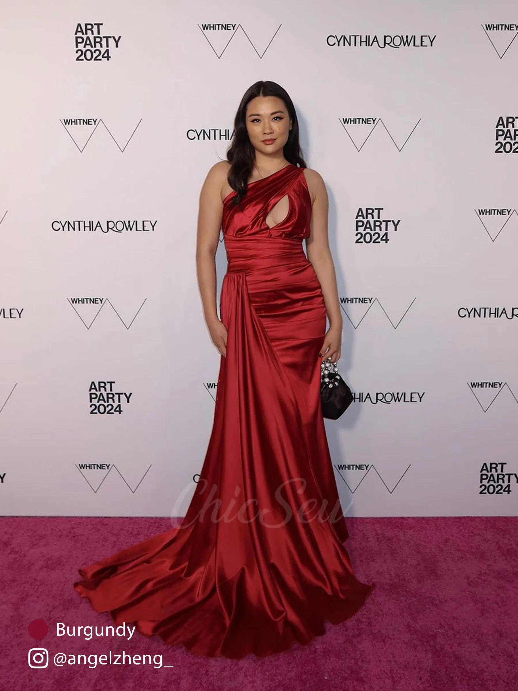 Sexy Soft Satin Side Slit One Shoulder Mermaid Long Wedding Bridesmaid Dresses sold by ChicSew product image thumbnail 2