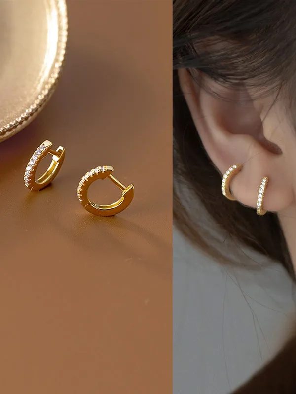 Sterling Silver Deluxe Row of Diamonds Earrings sold by ChicSew