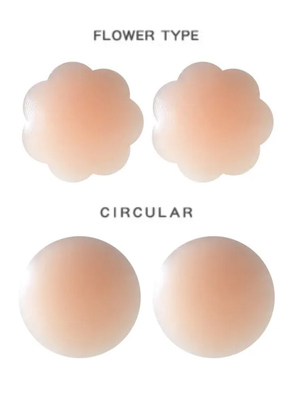 Silicone Nipple Covers - 1 Pair Women's Reusable Adhesive Invisible Pasties Nippleless Covers Round sold by ChicSew product image thumbnail 2