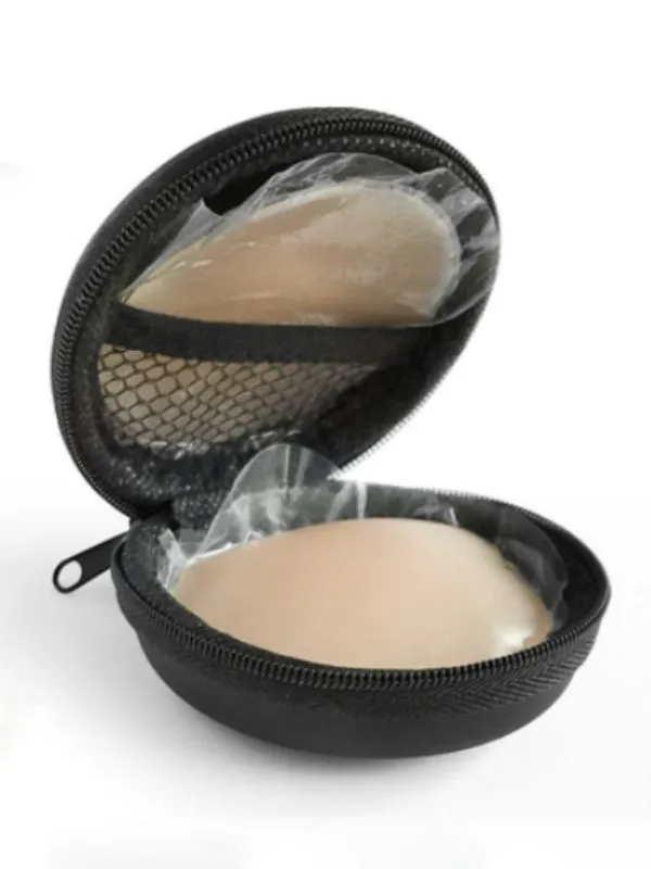 Silicone Nipple Covers - 1 Pair Women's Reusable Adhesive Invisible Pasties Nippleless Covers Round sold by ChicSew product image thumbnail 4