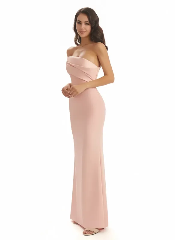 Soft Satin Sexy Side Slit One Shoulder Long Mermaid Bridesmaid Dresses Online sold by ChicSew