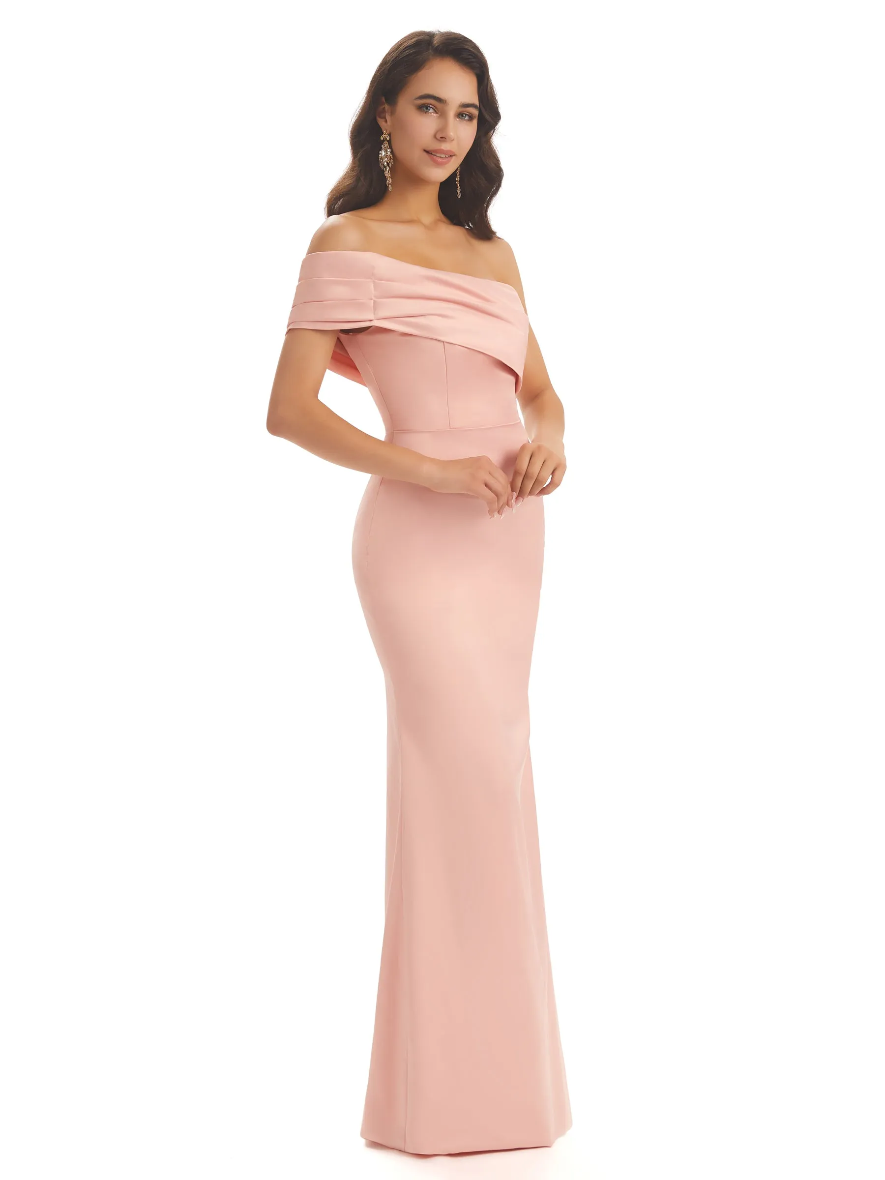 Soft Satin Sexy Side Slit One Shoulder Long Mermaid Bridesmaid Dresses Online sold by ChicSew product image thumbnail 4