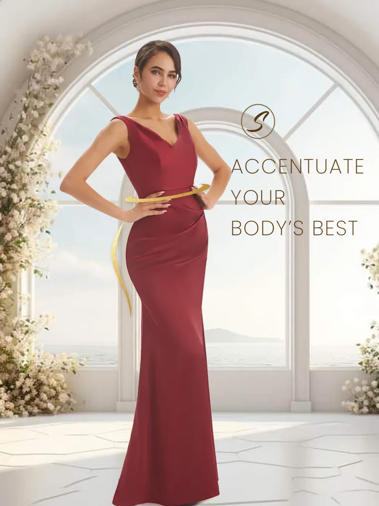 Sexy Simple V-neck Mermaid Soft Satin Floor Length Bridesmaid Dresses Online sold by ChicSew