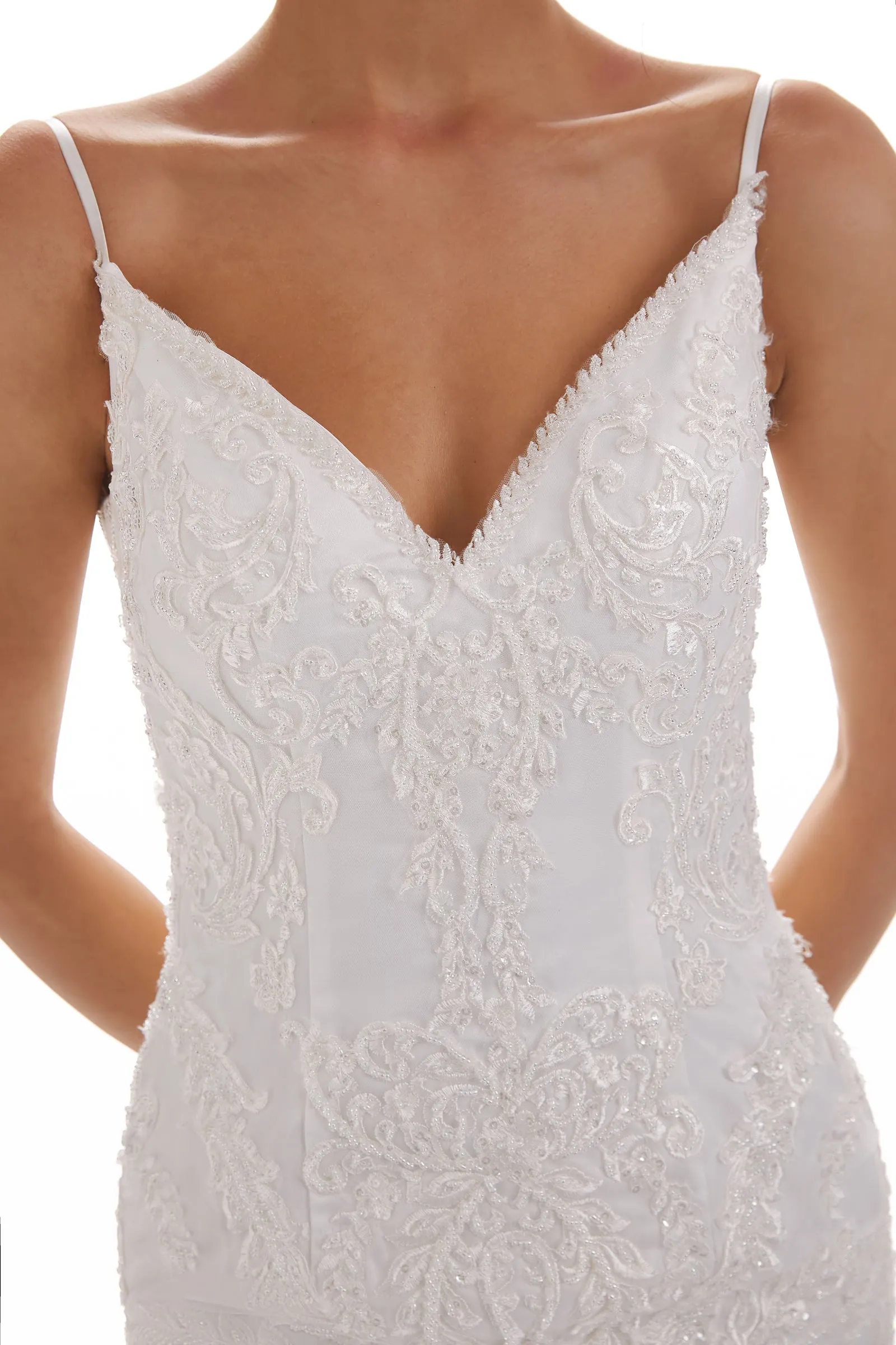 Spaghetti Straps Mermaid Ivory Mermaid Lace Wedding Dresses sold by ChicSew product image thumbnail 2