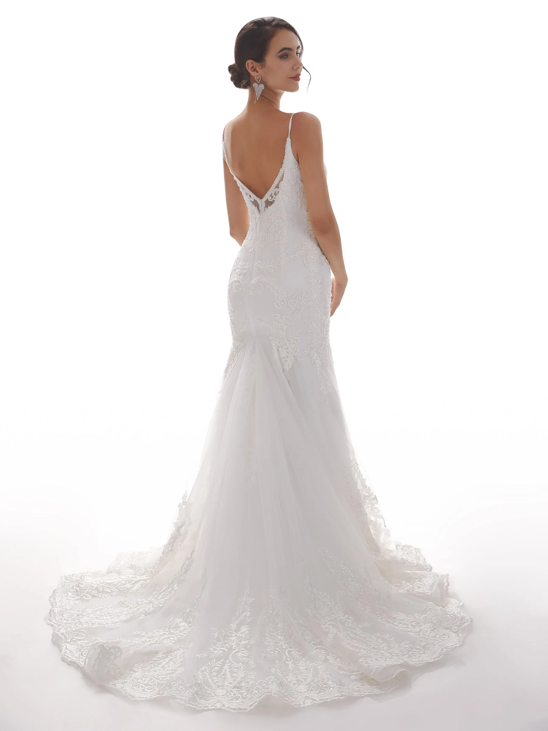 Spaghetti Straps Mermaid Ivory Mermaid Lace Wedding Dresses sold by ChicSew product image thumbnail 3