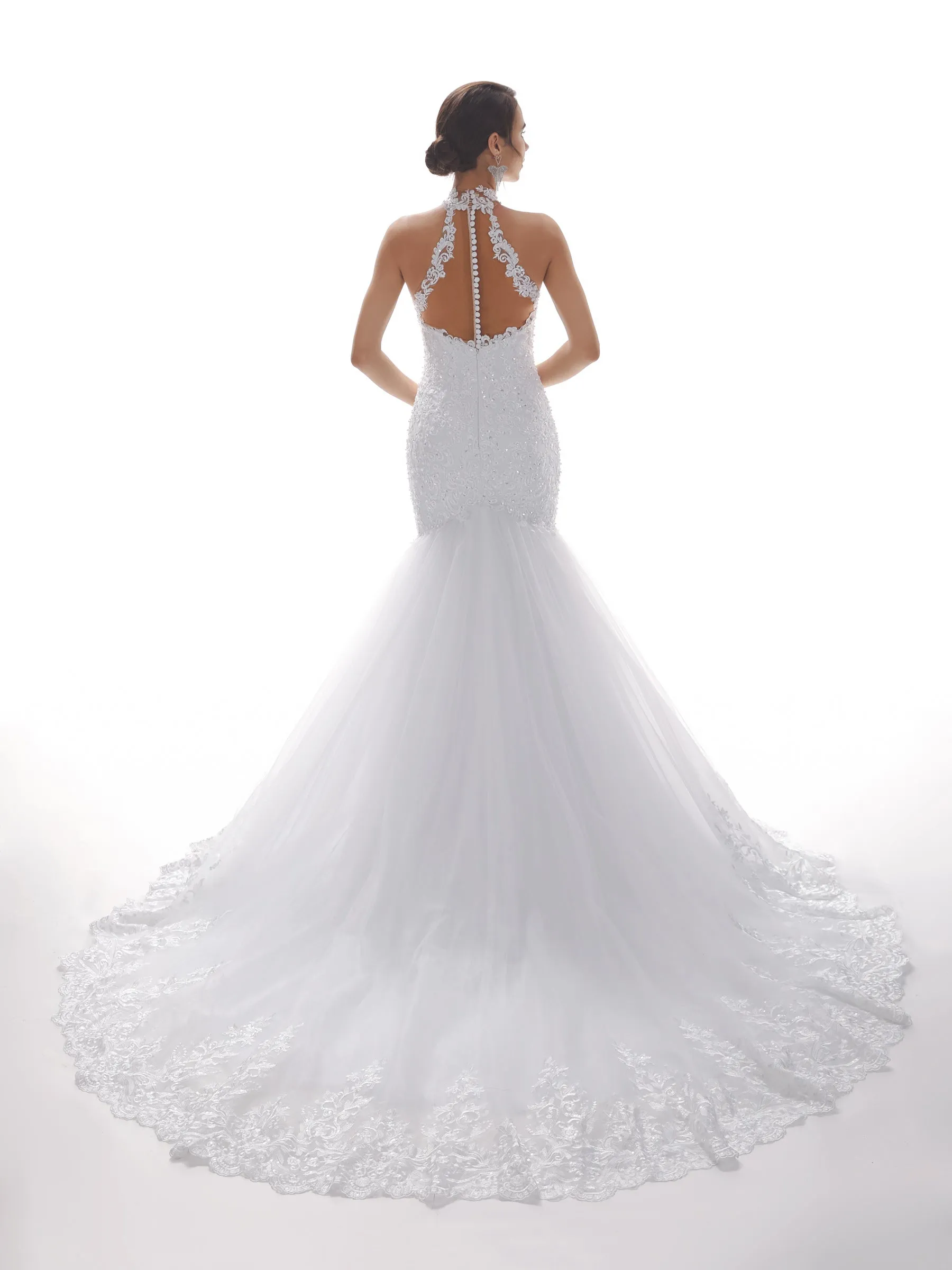 Halter Sexy Mermaid Open Back Long Lace Wedding Dresses sold by ChicSew product image thumbnail 5