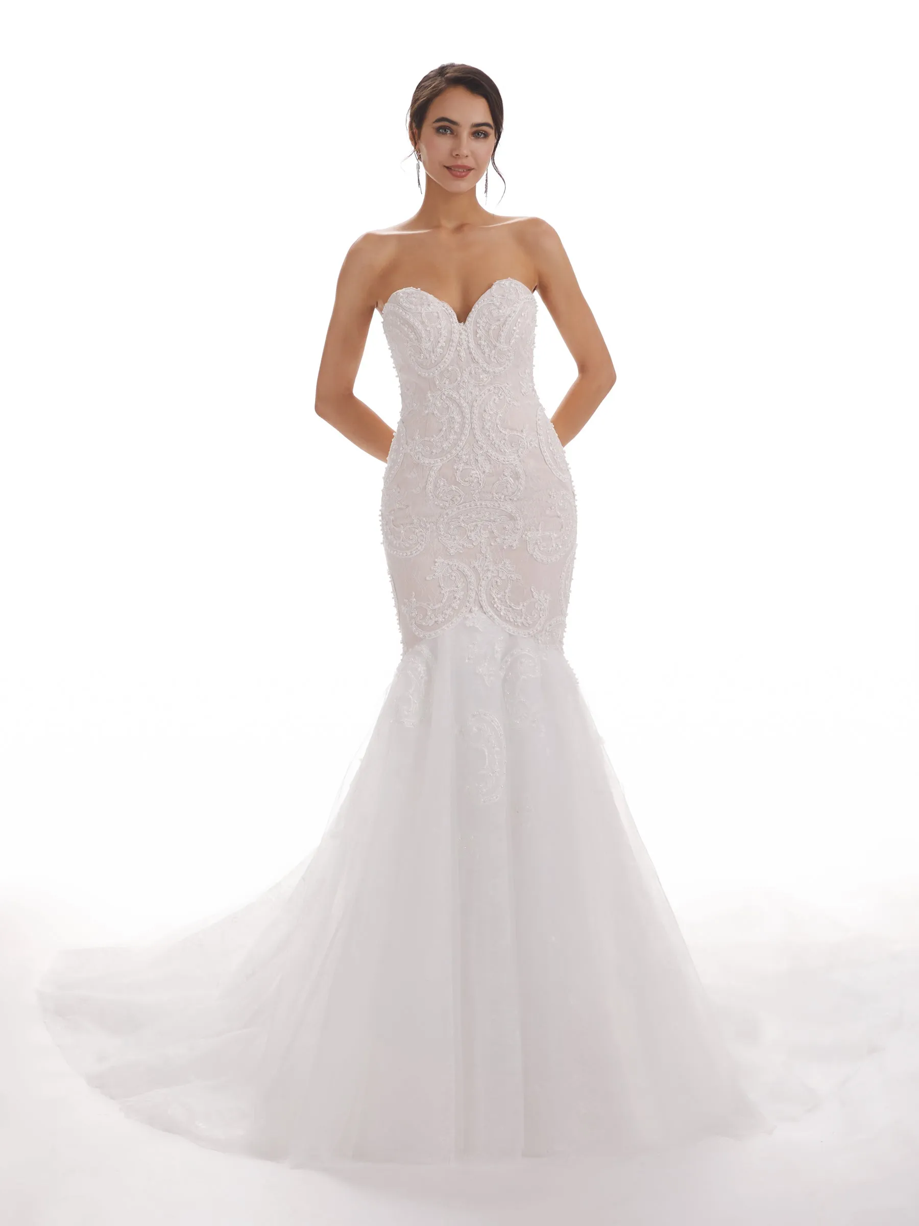 Sweetheart Long Mermaid Ivory Backless Lace Wedding Dresses sold by ChicSew