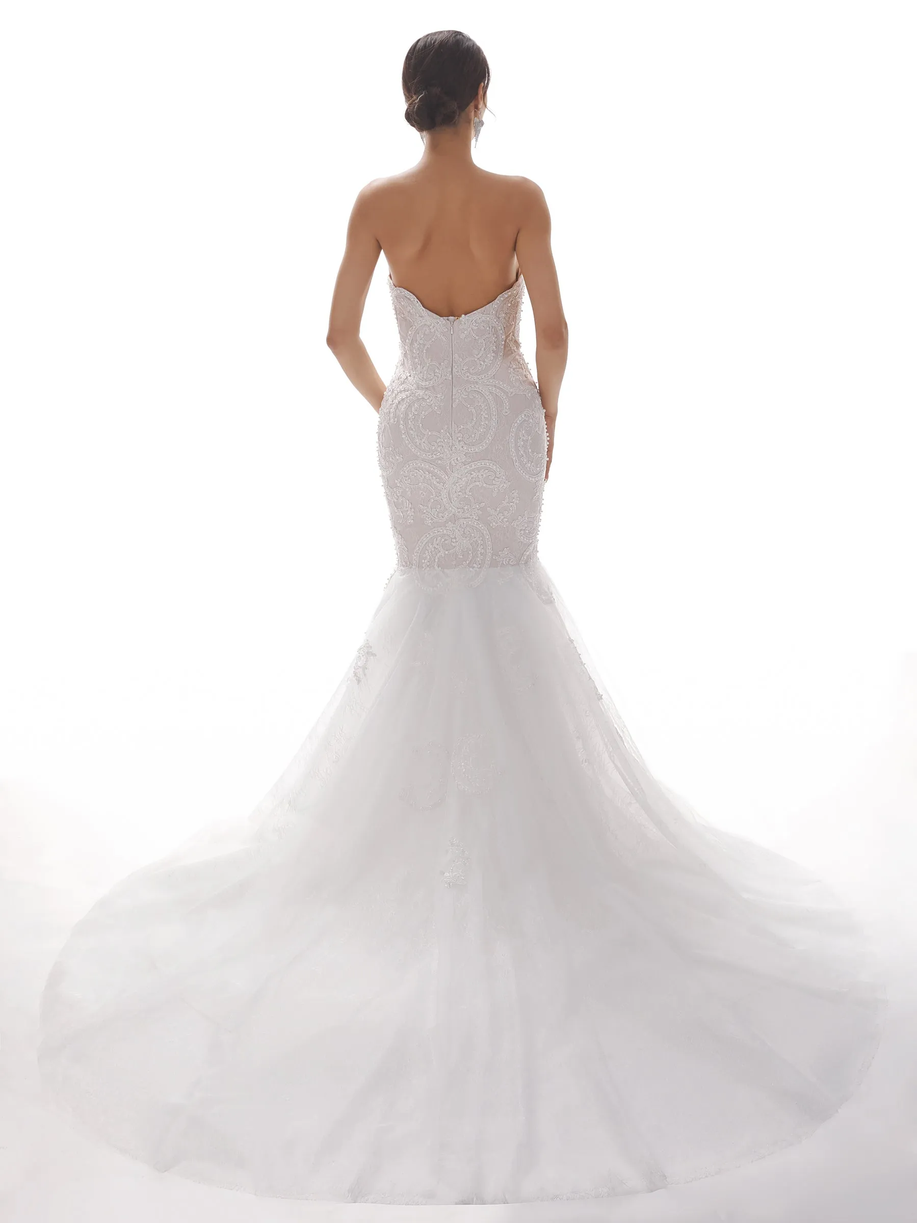 Sweetheart Long Mermaid Ivory Backless Lace Wedding Dresses sold by ChicSew product image thumbnail 3