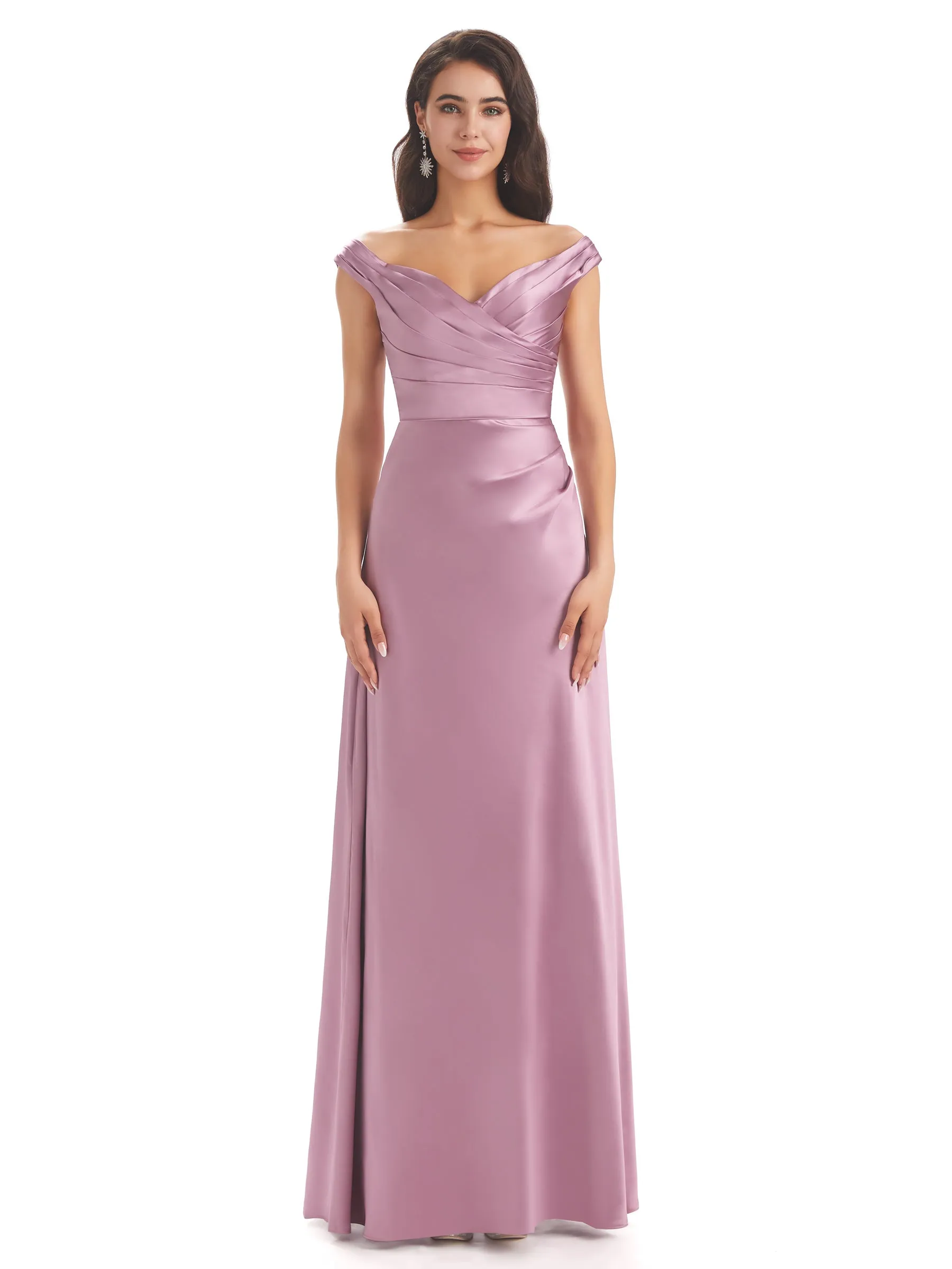 Elegant Soft Satin V-neck Long Unique Wedding Bridesmaid Dresses Online sold by ChicSew product image thumbnail 5