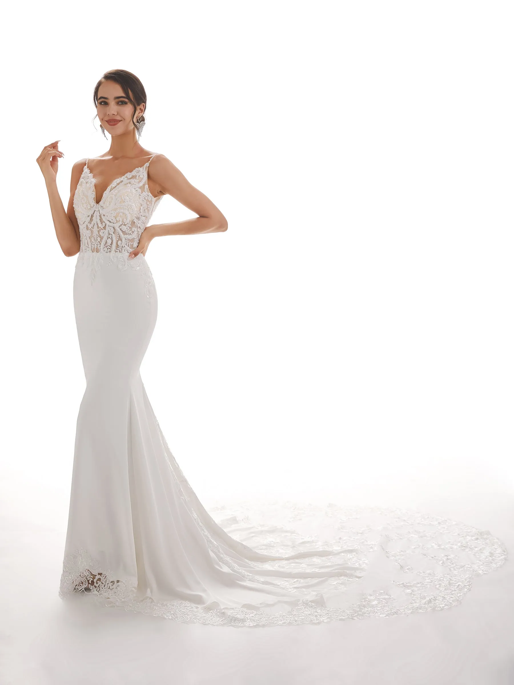 Spaghetti Straps Mermaid Ivory Backless Lace Wedding Dresses sold by ChicSew product image thumbnail 2