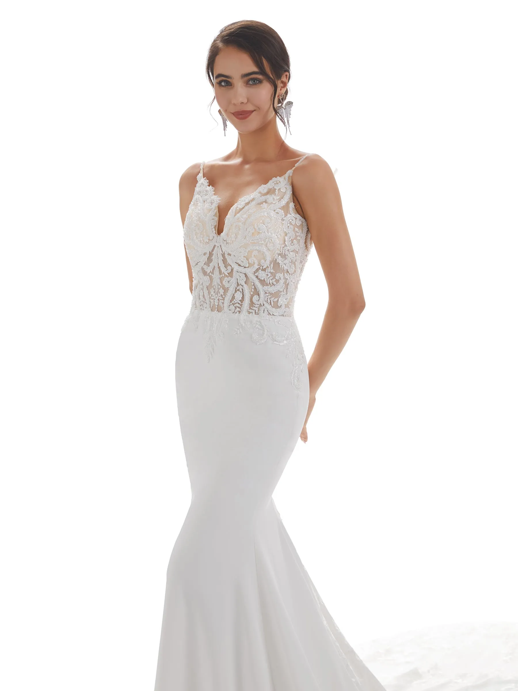 Spaghetti Straps Mermaid Ivory Backless Lace Wedding Dresses sold by ChicSew product image thumbnail 5