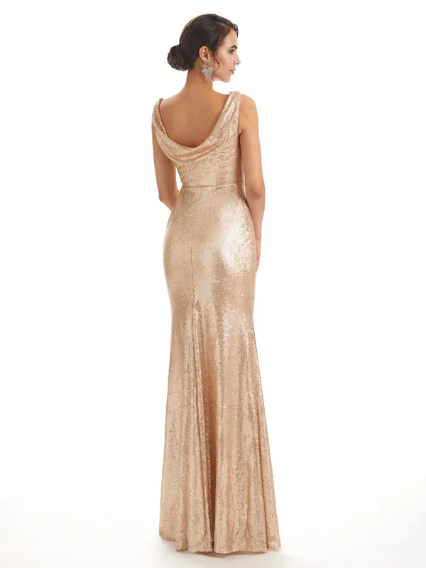 Sparkly Sequin V-neck Floor-Length Mermaid Bridesmaid Dresses sold by ChicSew product image thumbnail 3