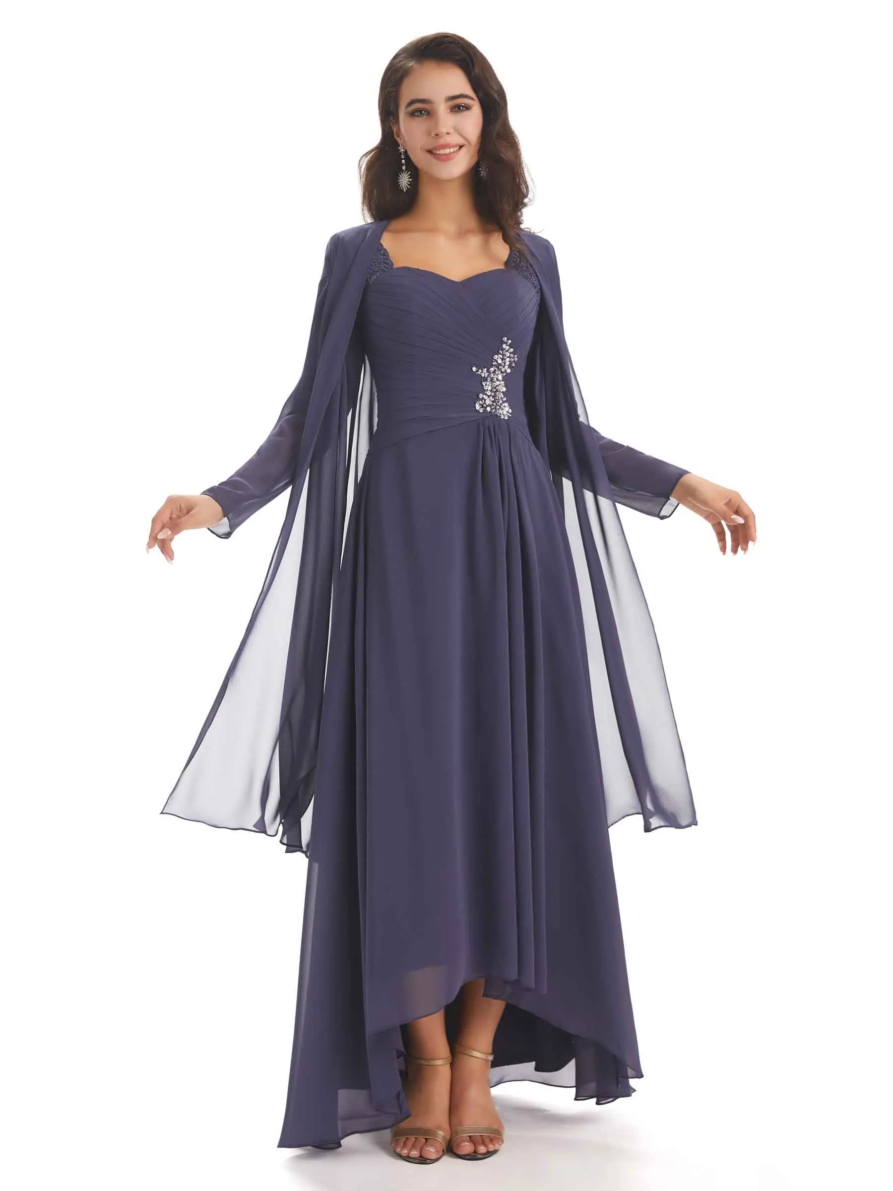 Elegant A-line Chiffon Long Sleeves High-Low Mother of The Bride Dresses sold by ChicSew product image thumbnail 2